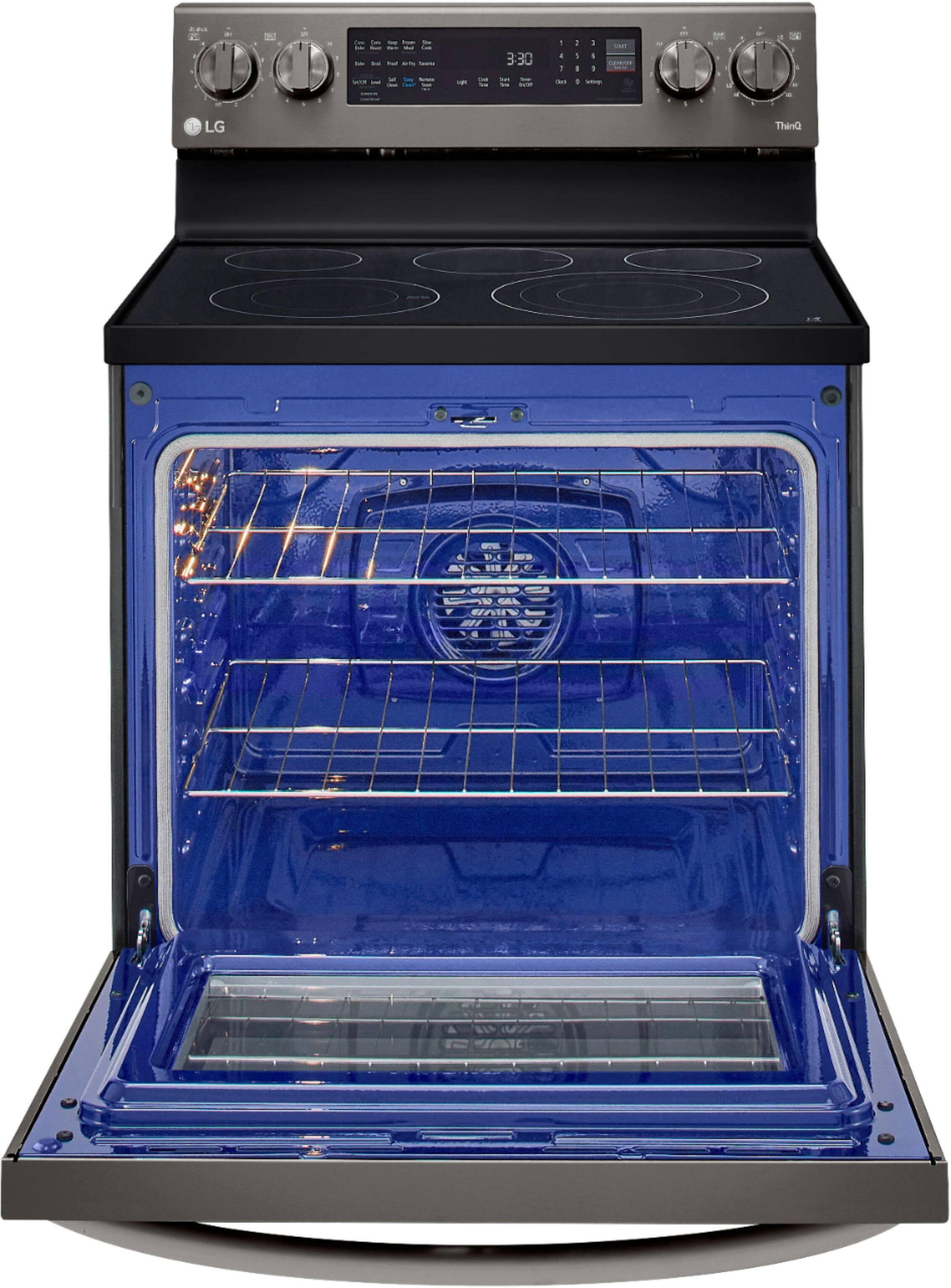 Alt View 11. LG - 6.3 Cu. Ft. Smart Freestanding Electric Convection Range with EasyClean and InstaView - PrintProof Black Stainless Steel.