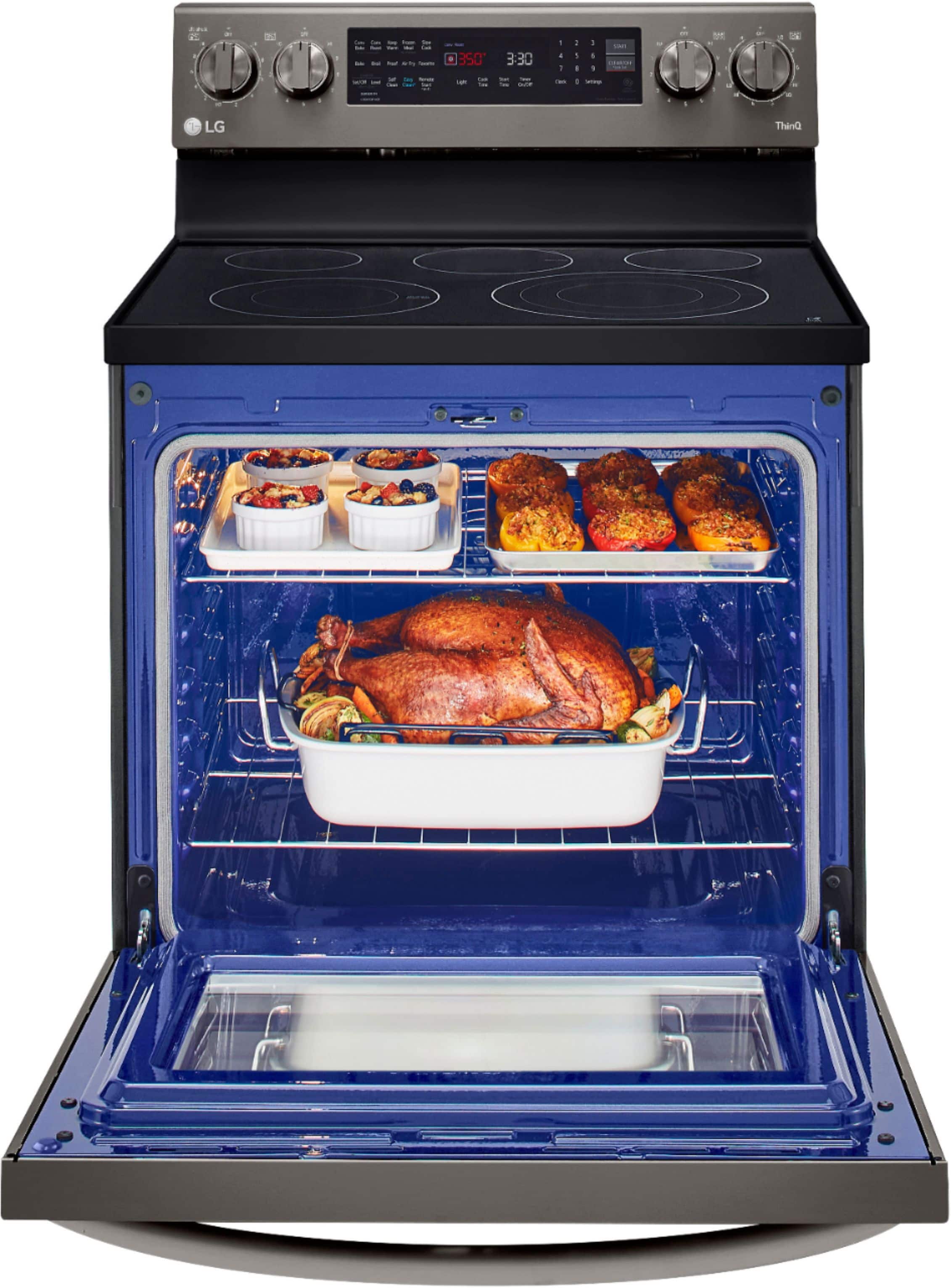 Alt View 13. LG - 6.3 Cu. Ft. Smart Freestanding Electric Convection Range with EasyClean and InstaView - PrintProof Black Stainless Steel.