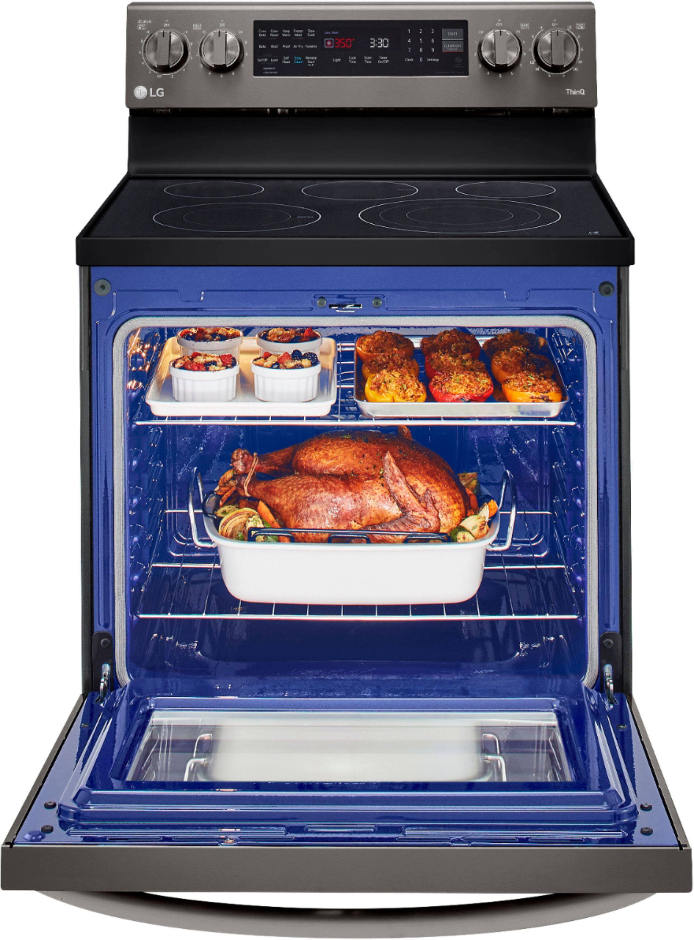 Alt View 13. LG - 6.3 Cu. Ft. Smart Freestanding Electric Convection Range with EasyClean and InstaView - PrintProof Black Stainless Steel.