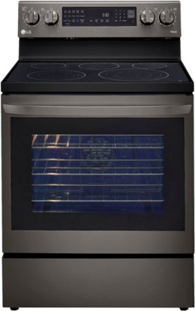 LG - 6.3 Cu. Ft. Smart Freestanding Electric Convection Range with EasyClean and InstaView - Black Stainless Steel