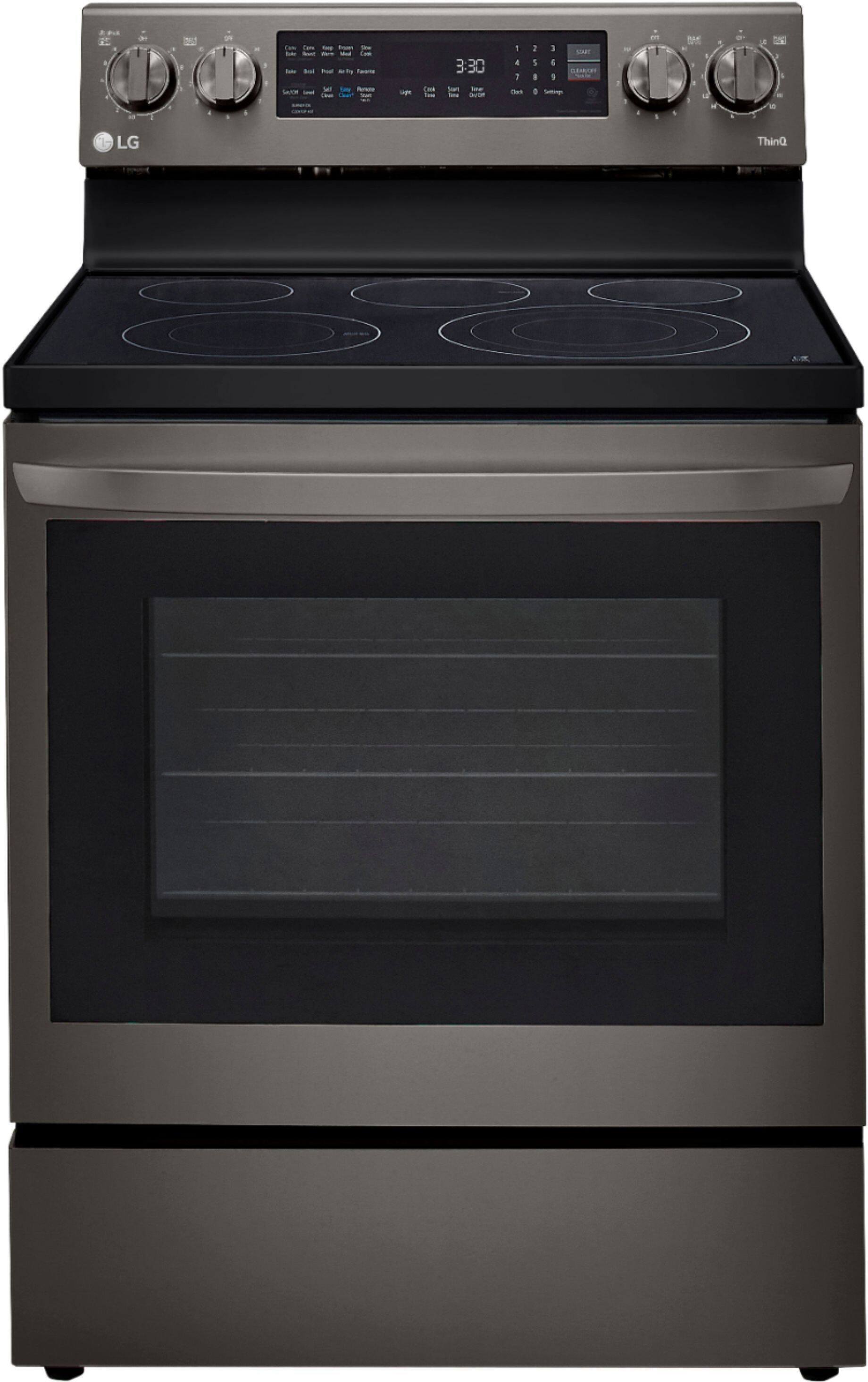 Alt View 15. LG - 6.3 Cu. Ft. Smart Freestanding Electric Convection Range with EasyClean and InstaView - PrintProof Black Stainless Steel.