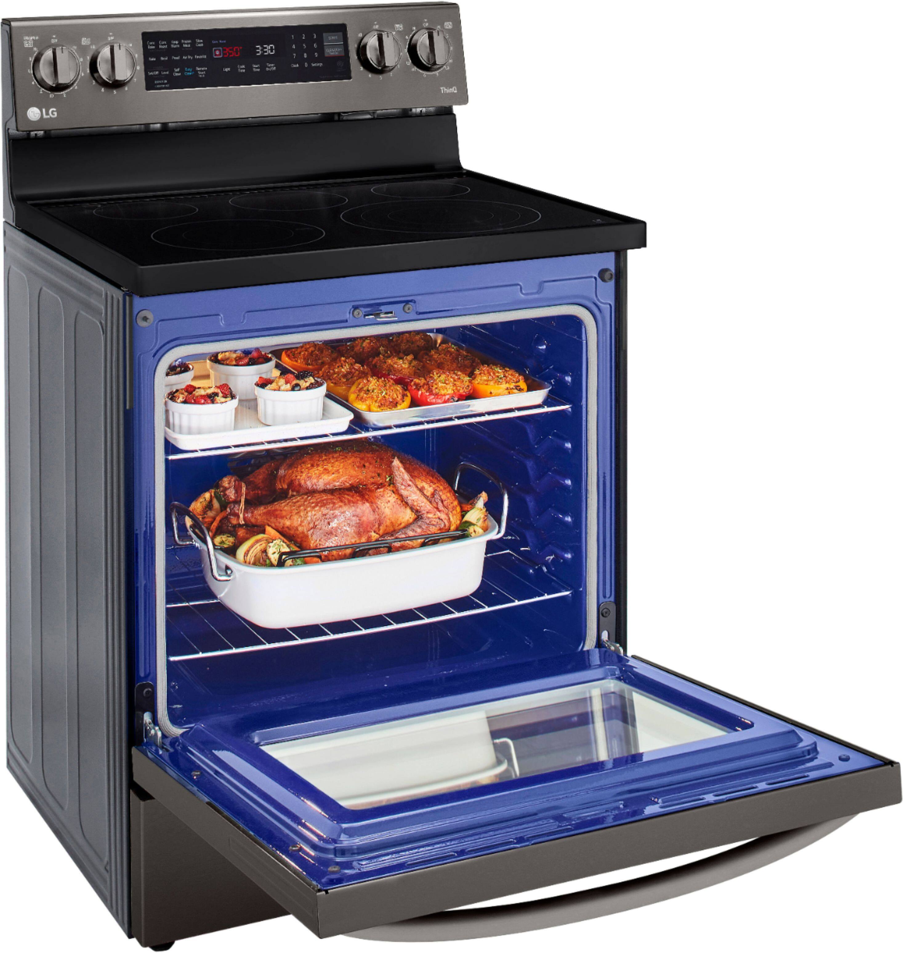 Alt View 17. LG - 6.3 Cu. Ft. Smart Freestanding Electric Convection Range with EasyClean and InstaView - PrintProof Black Stainless Steel.