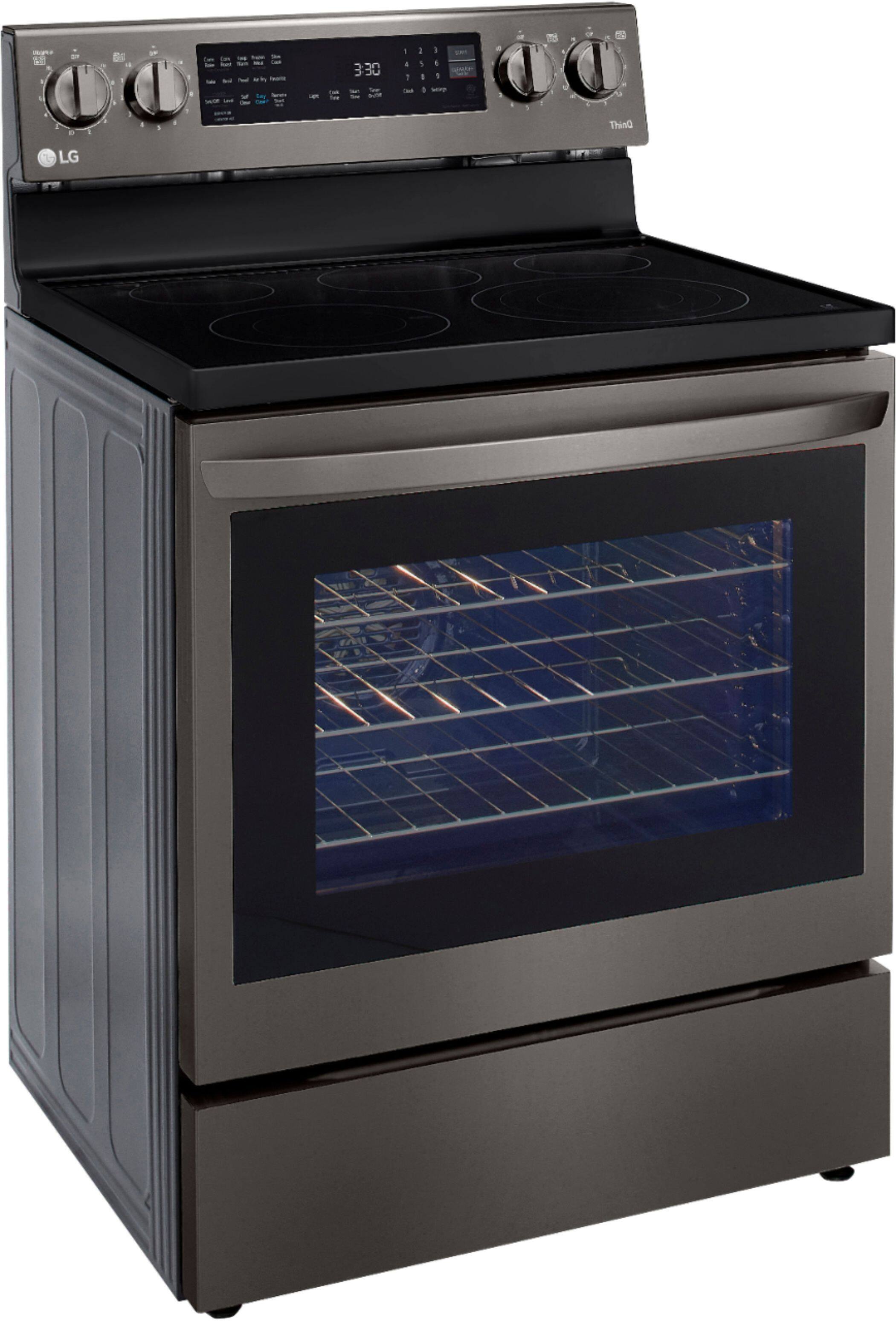 Alt View 20. LG - 6.3 Cu. Ft. Smart Freestanding Electric Convection Range with EasyClean and InstaView - PrintProof Black Stainless Steel.