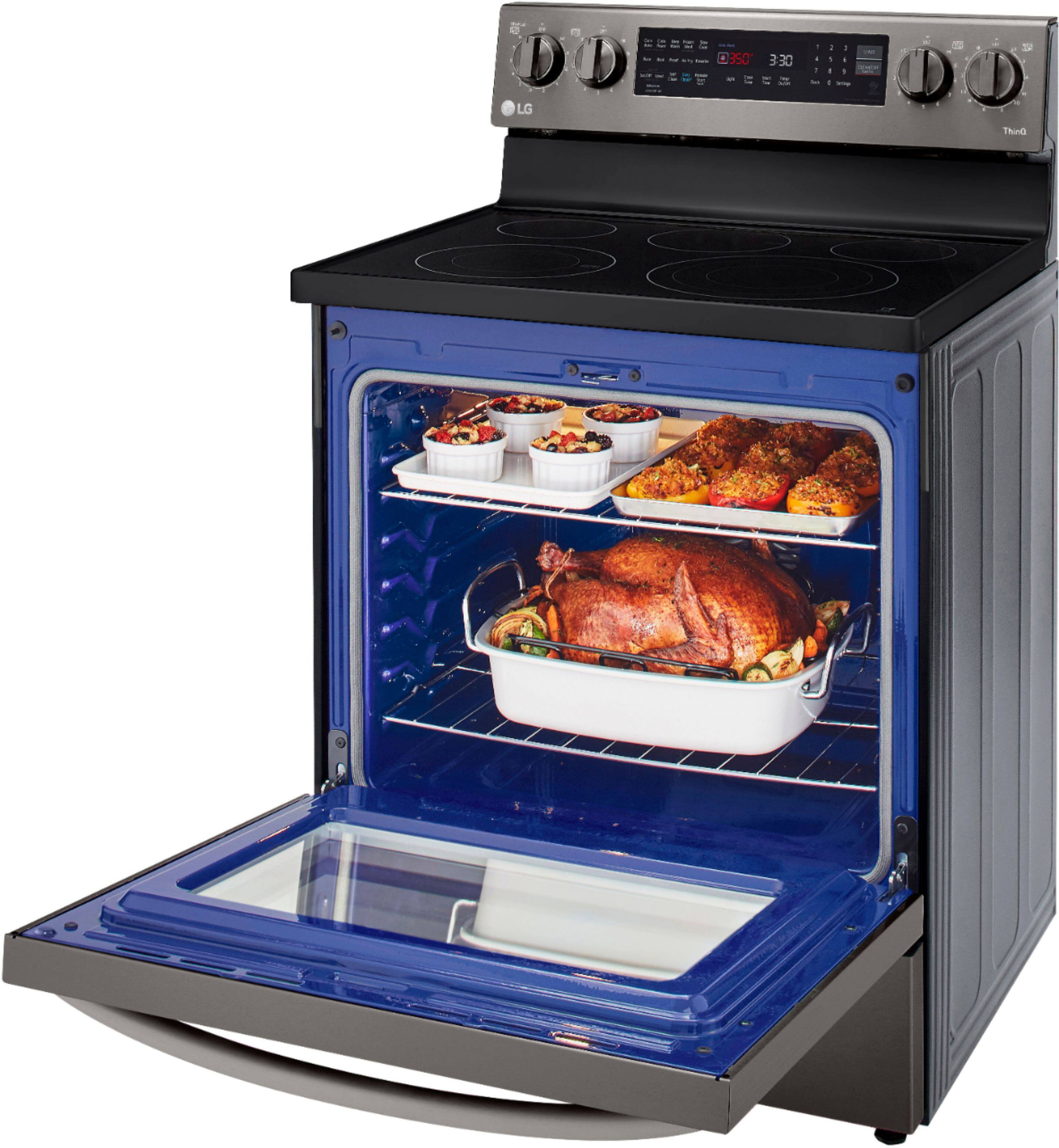 Alt View 23. LG - 6.3 Cu. Ft. Smart Freestanding Electric Convection Range with EasyClean and InstaView - PrintProof Black Stainless Steel.