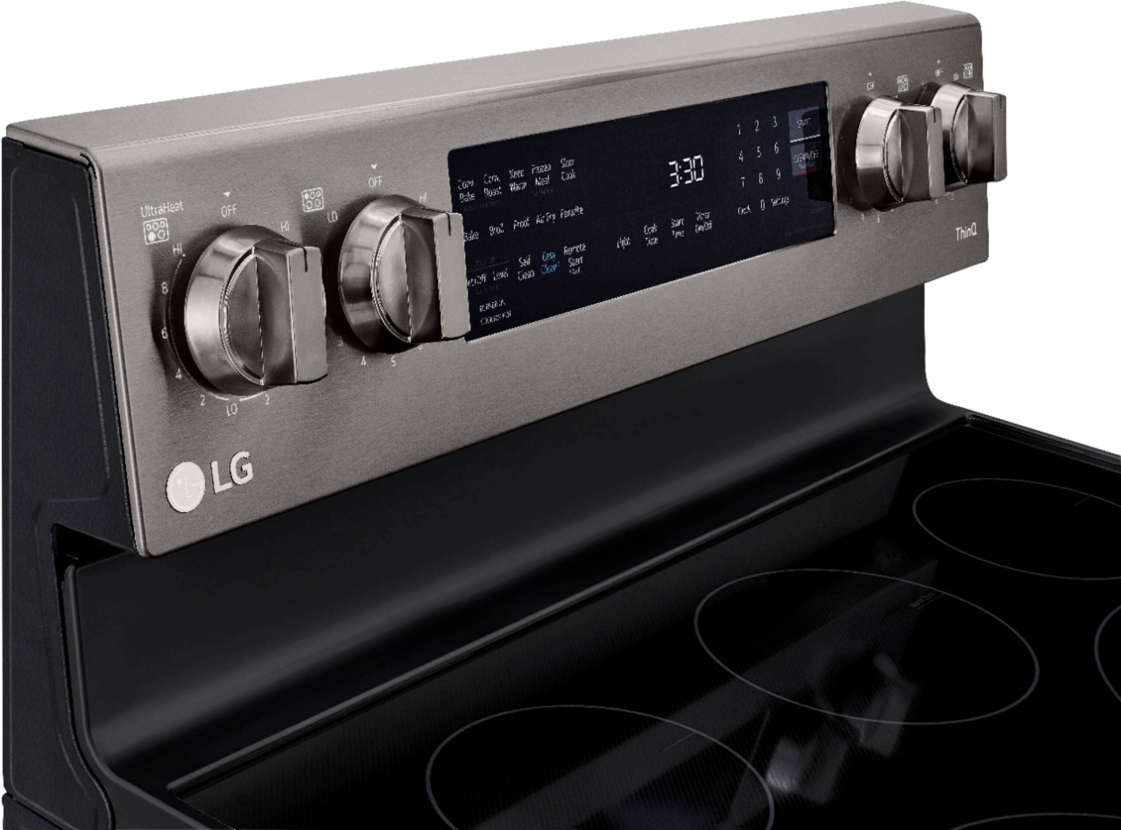 Alt View 30. LG - 6.3 Cu. Ft. Smart Freestanding Electric Convection Range with EasyClean and InstaView - PrintProof Black Stainless Steel.