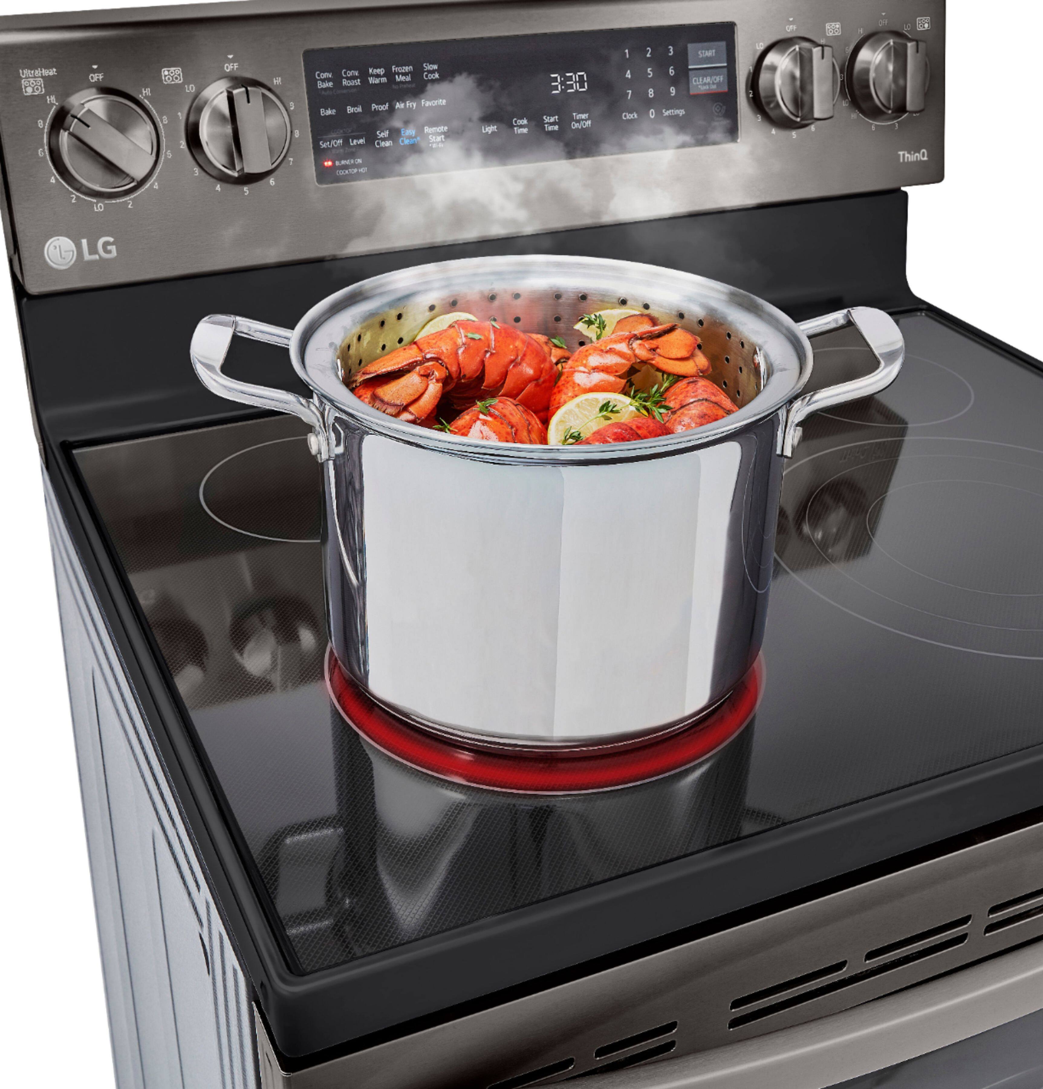 Alt View 35. LG - 6.3 Cu. Ft. Smart Freestanding Electric Convection Range with EasyClean and InstaView - PrintProof Black Stainless Steel.