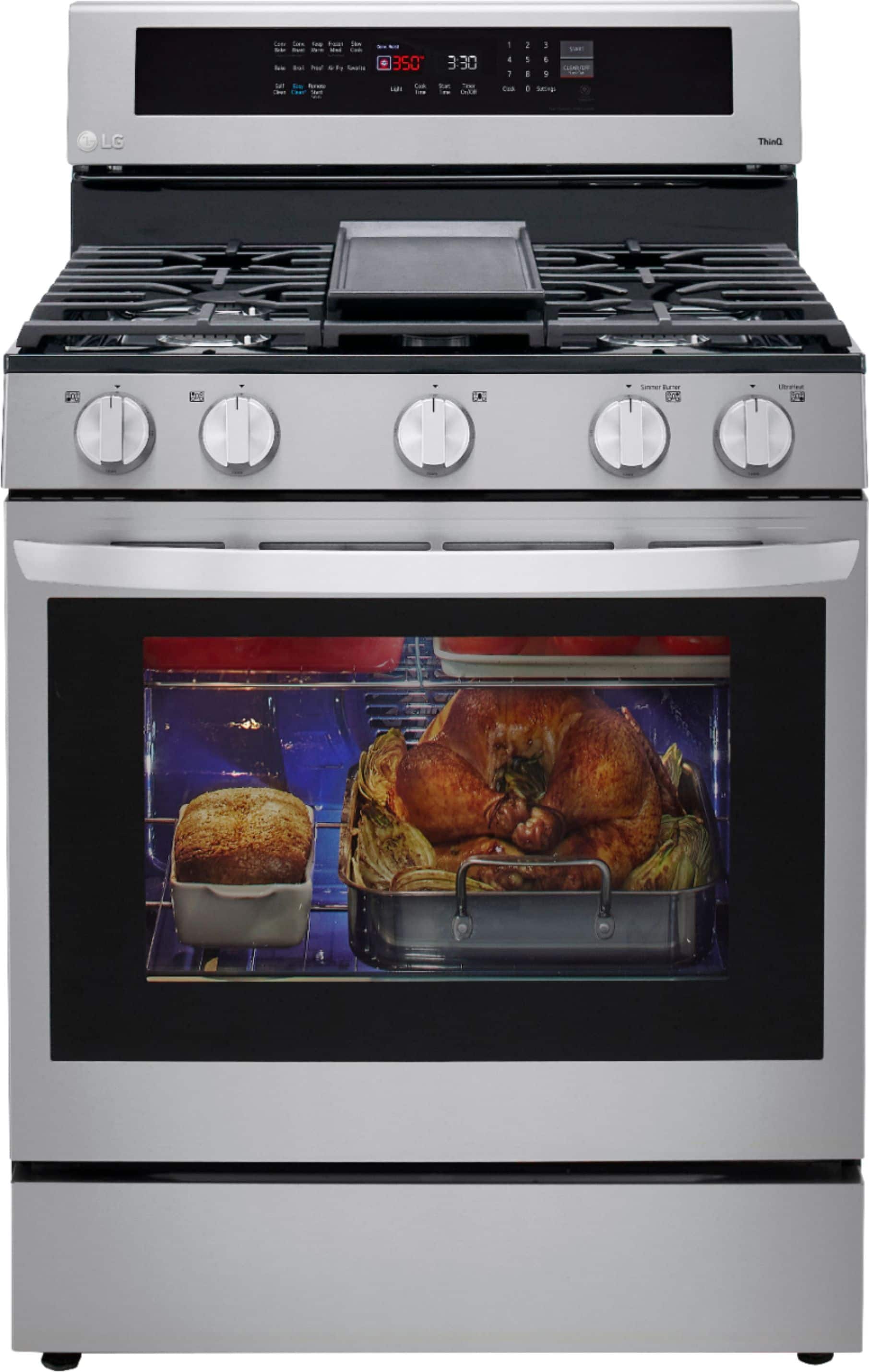 Alt View 22. LG - 5.8 Cu. Ft. Smart Freestanding Gas True Convection Range with EasyClean and InstaView - PrintProof Stainless Steel.