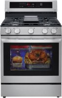 LG - 5.8 Cu. Ft. Freestanding Single Gas Convection Range with Wide InstaView Window and AirFry - Stainless steel - Front_Zoom