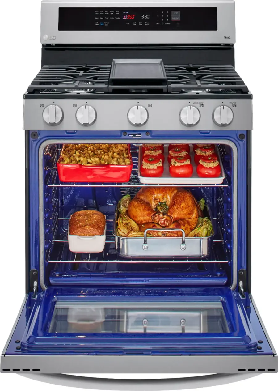 Alt View 19. LG - 5.8 Cu. Ft. Smart Freestanding Gas True Convection Range with EasyClean and InstaView - PrintProof Stainless Steel.