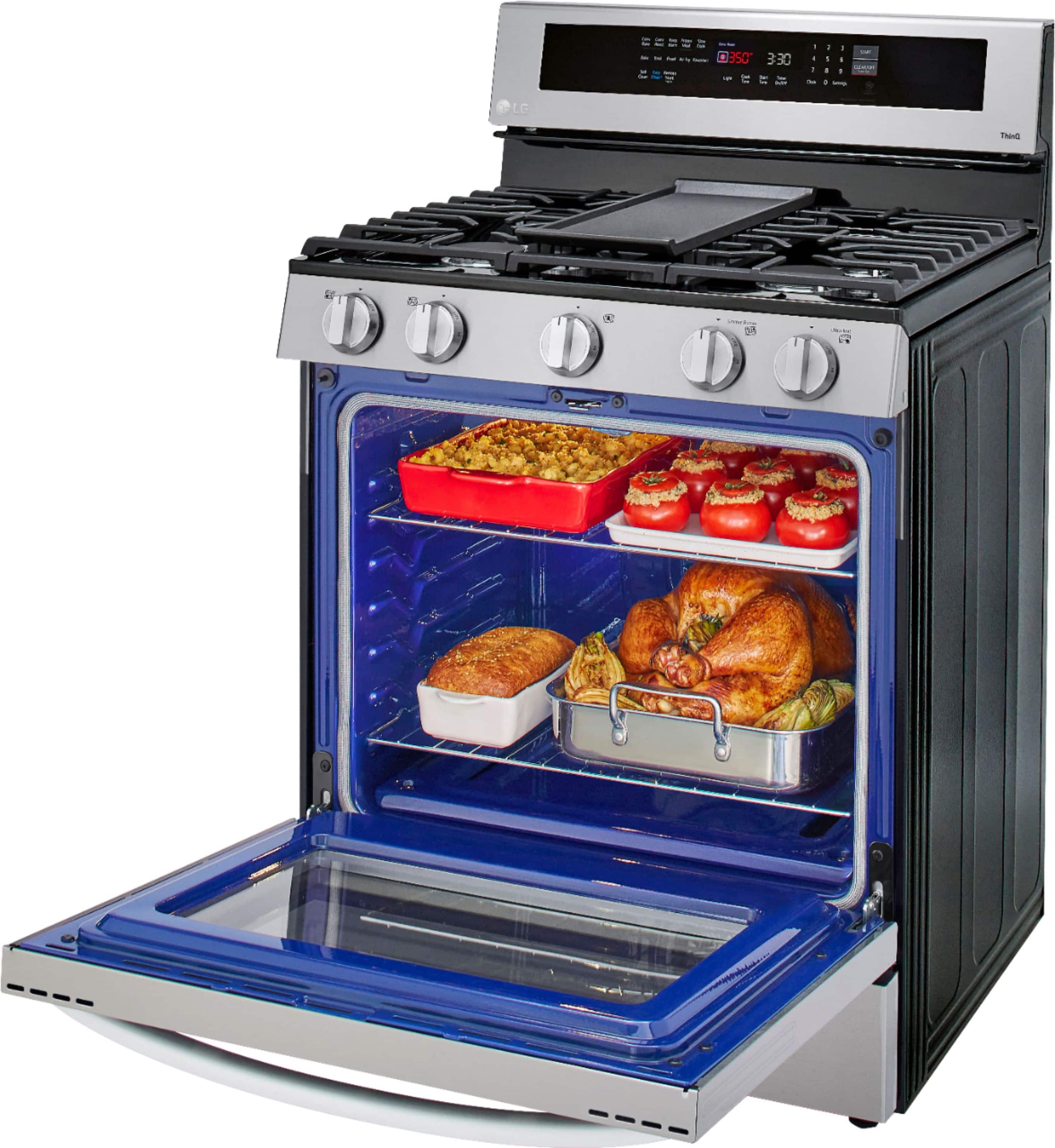 Alt View 23. LG - 5.8 Cu. Ft. Smart Freestanding Gas True Convection Range with EasyClean and InstaView - PrintProof Stainless Steel.