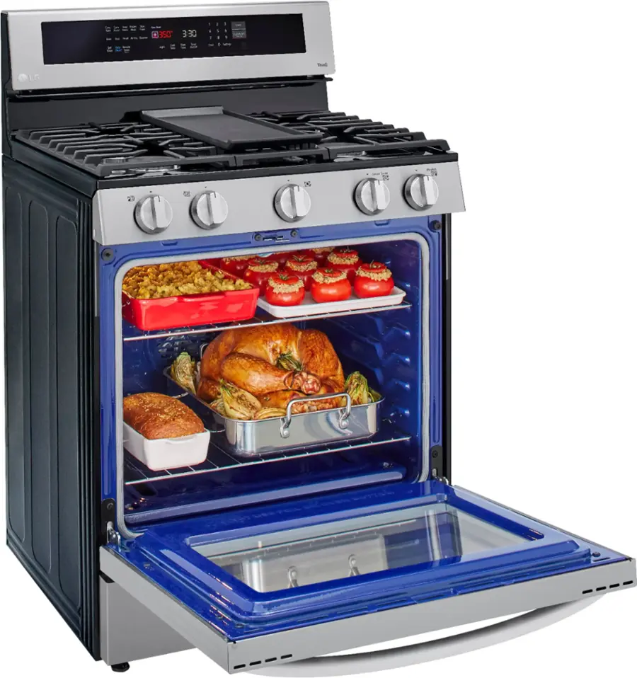 Alt View 25. LG - 5.8 Cu. Ft. Smart Freestanding Gas True Convection Range with EasyClean and InstaView - PrintProof Stainless Steel.