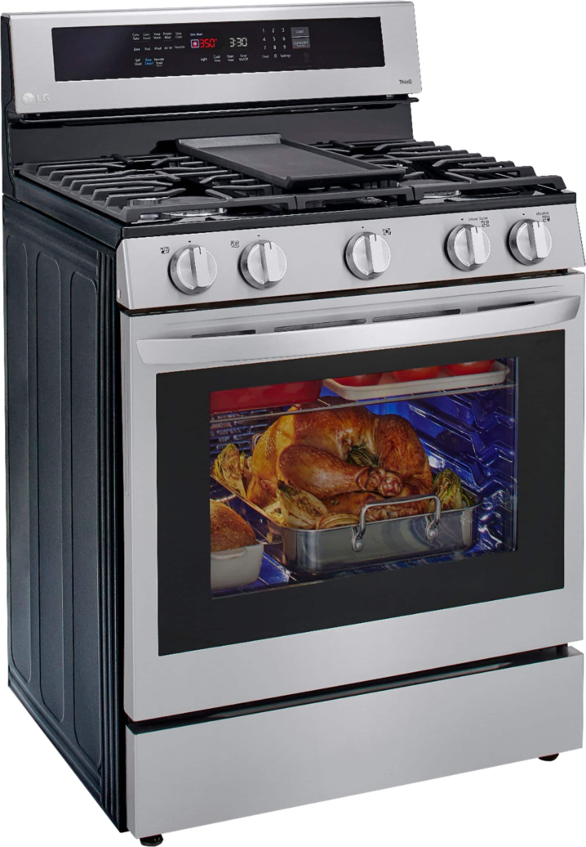 Alt View 26. LG - 5.8 Cu. Ft. Smart Freestanding Gas True Convection Range with EasyClean and InstaView - PrintProof Stainless Steel.