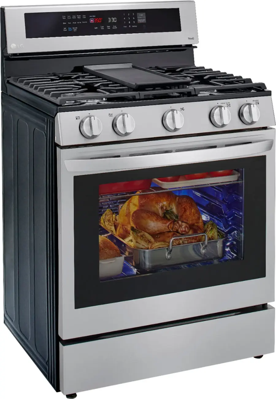 Alt View 26. LG - 5.8 Cu. Ft. Smart Freestanding Gas True Convection Range with EasyClean and InstaView - PrintProof Stainless Steel.