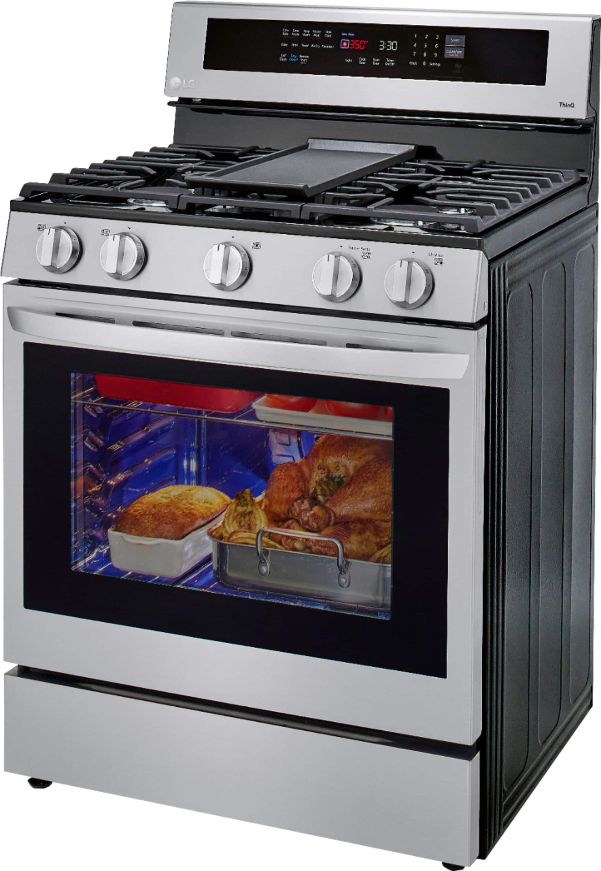 Alt View 27. LG - 5.8 Cu. Ft. Smart Freestanding Gas True Convection Range with EasyClean and InstaView - PrintProof Stainless Steel.