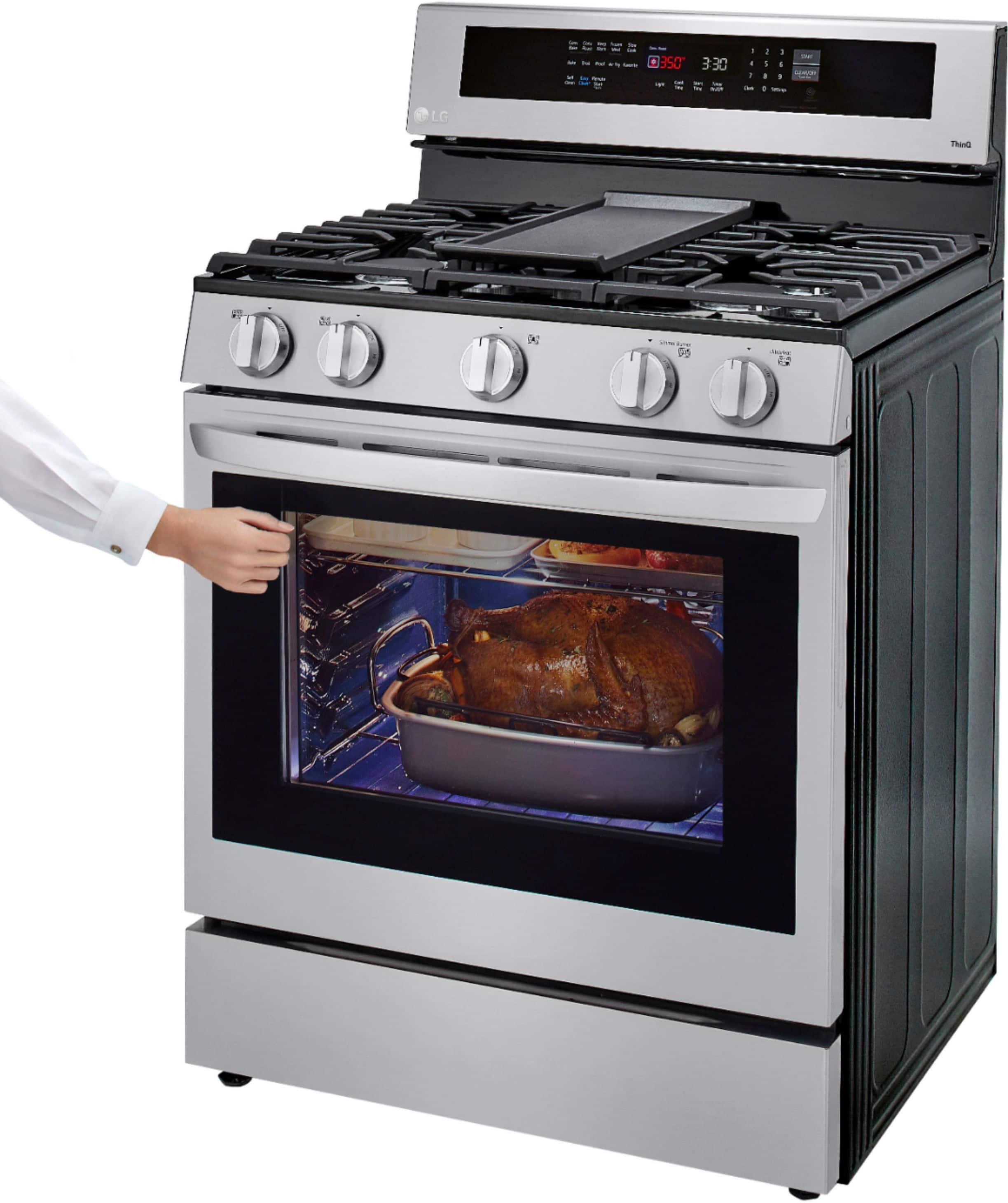 Alt View 32. LG - 5.8 Cu. Ft. Smart Freestanding Gas True Convection Range with EasyClean and InstaView - PrintProof Stainless Steel.