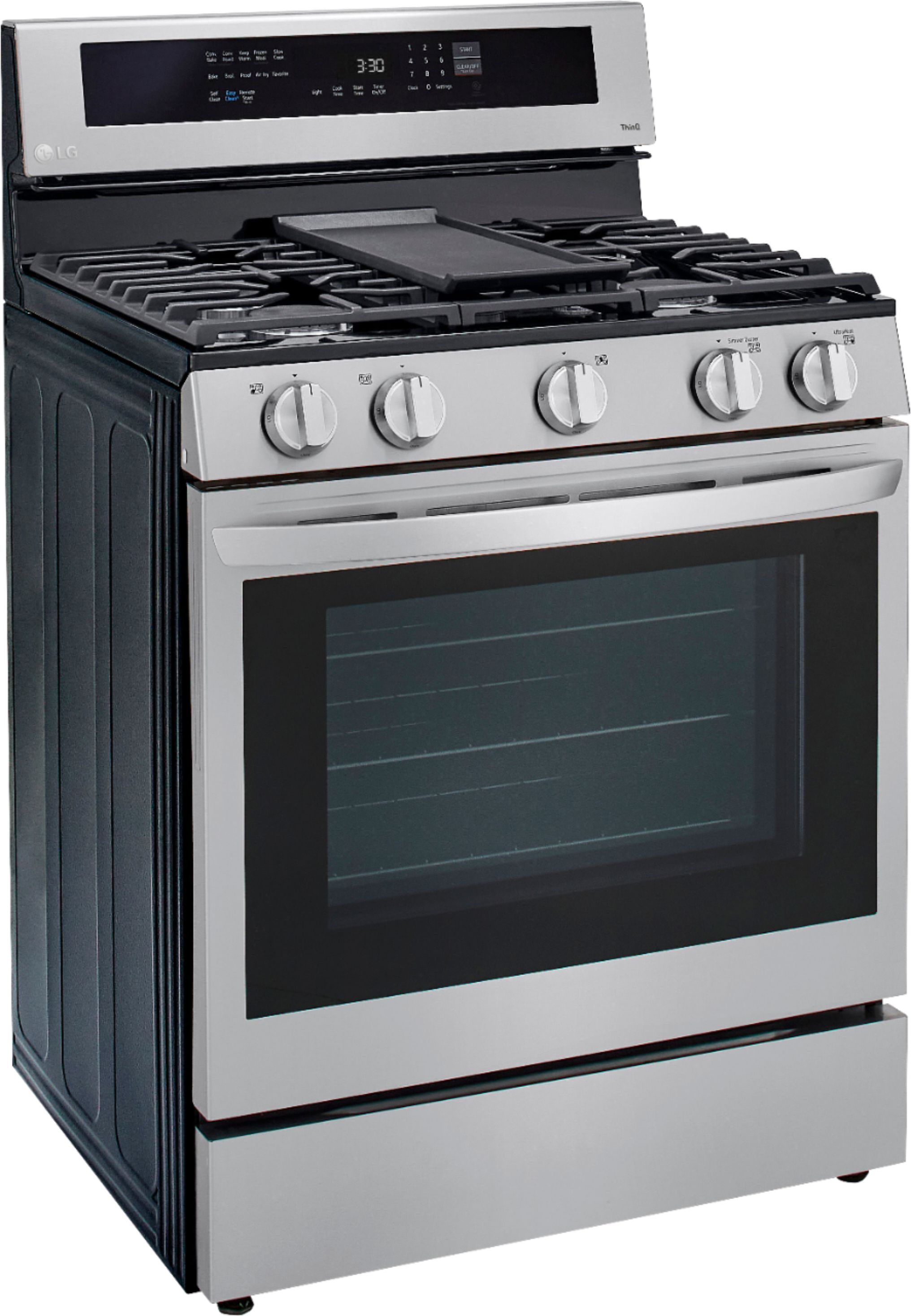 Left View: LG - 5.8 Cu. Ft. Freestanding Gas True Convection Range with EasyClean, InstaView and AirFry - Stainless steel