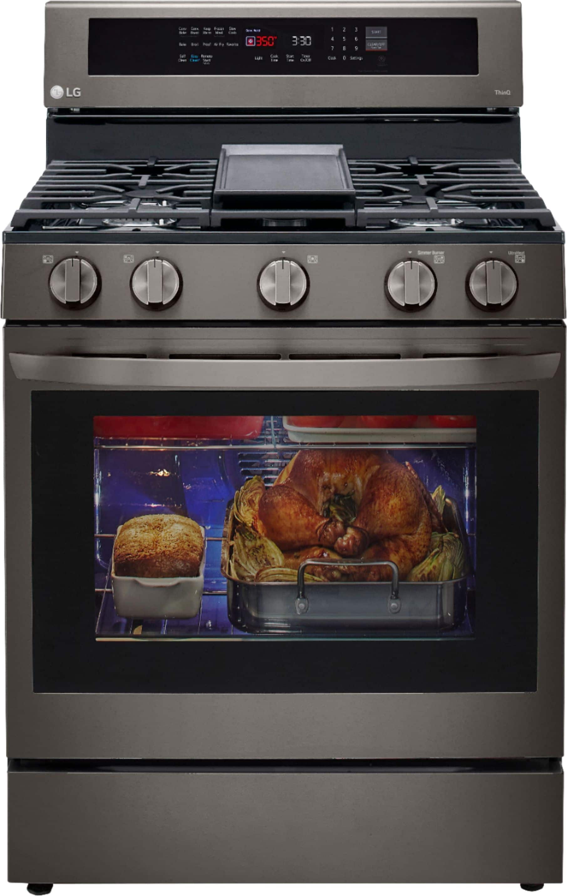 Alt View 19. LG - 5.8 Cu. Ft. Smart Freestanding Gas True Convection Range with EasyClean and InstaView - PrintProof Black Stainless Steel.