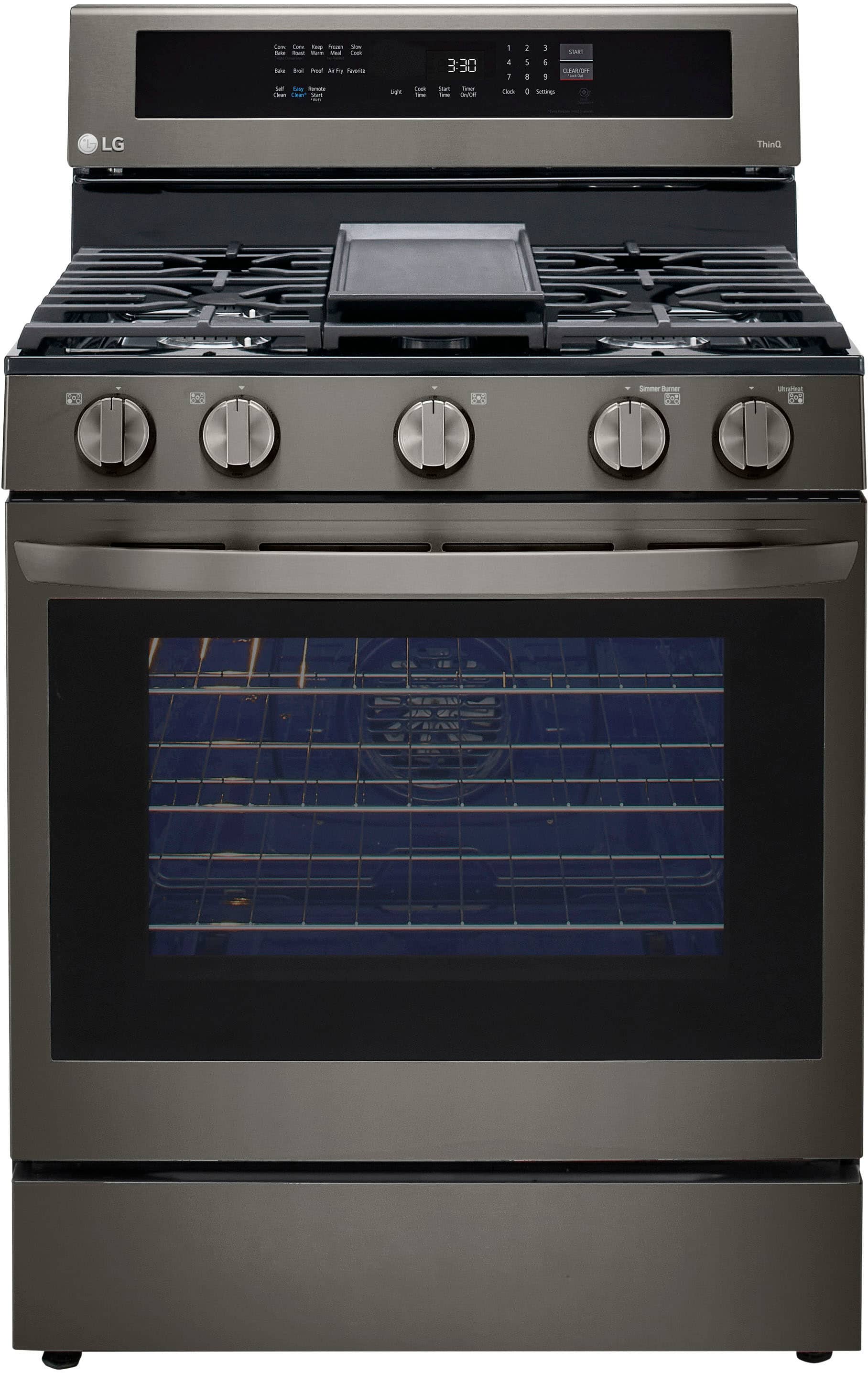 Front. LG - 5.8 Cu. Ft. Smart Freestanding Gas True Convection Range with EasyClean and InstaView - PrintProof Black Stainless Steel.