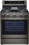 Front. LG - 5.8 Cu. Ft. Smart Freestanding Gas True Convection Range with EasyClean and InstaView - Black Stainless Steel.