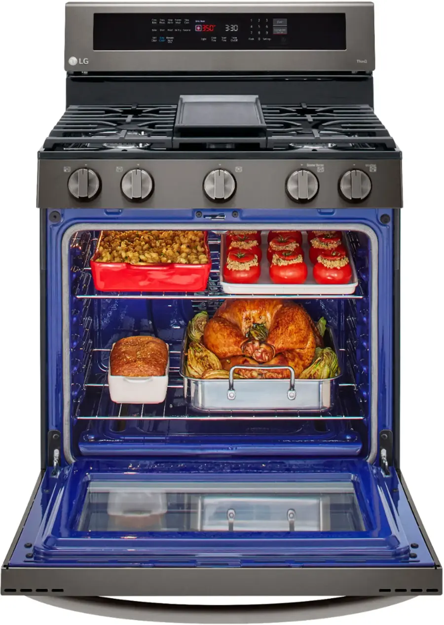 Alt View 17. LG - 5.8 Cu. Ft. Smart Freestanding Gas True Convection Range with EasyClean and InstaView - PrintProof Black Stainless Steel.