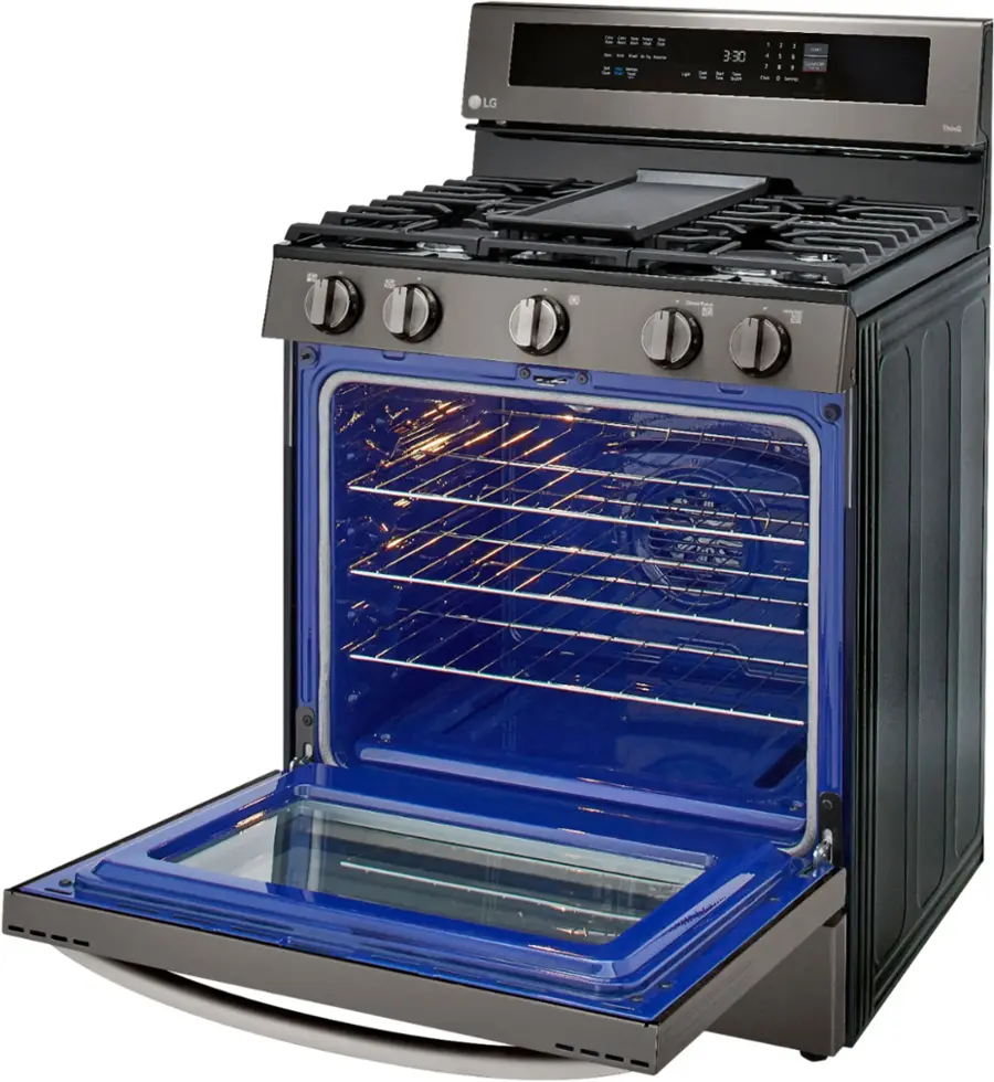 Alt View 23. LG - 5.8 Cu. Ft. Smart Freestanding Gas True Convection Range with EasyClean and InstaView - PrintProof Black Stainless Steel.