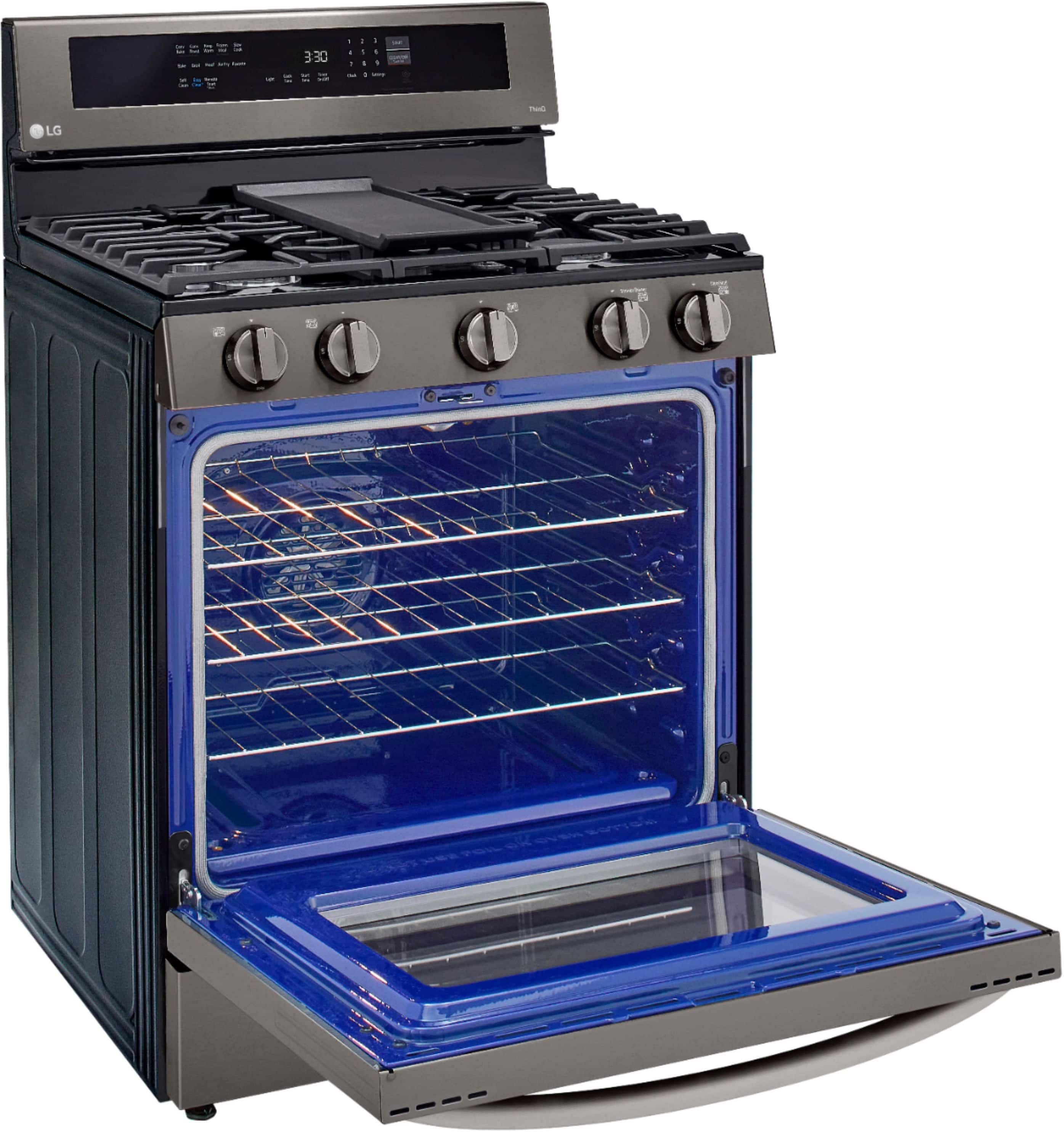 Alt View 24. LG - 5.8 Cu. Ft. Smart Freestanding Gas True Convection Range with EasyClean and InstaView - PrintProof Black Stainless Steel.