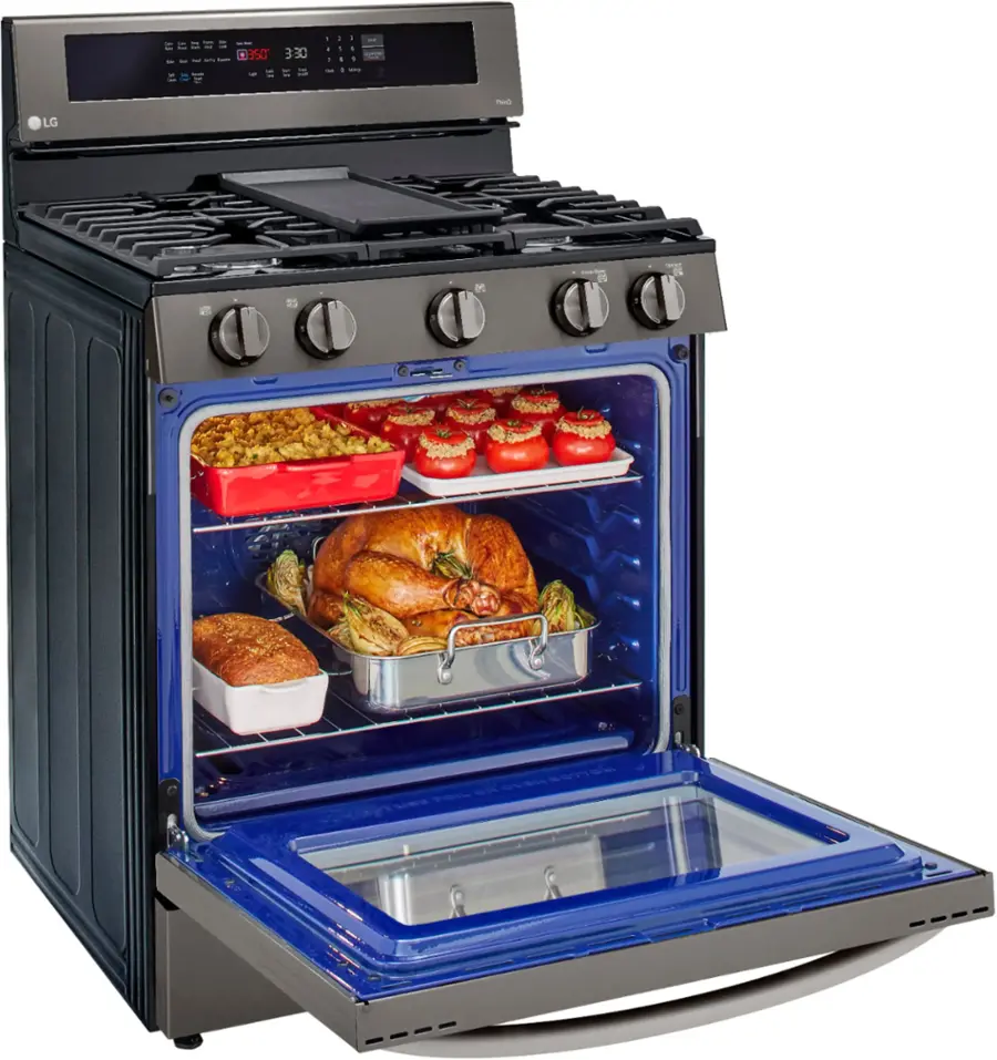 Alt View 25. LG - 5.8 Cu. Ft. Smart Freestanding Gas True Convection Range with EasyClean and InstaView - PrintProof Black Stainless Steel.