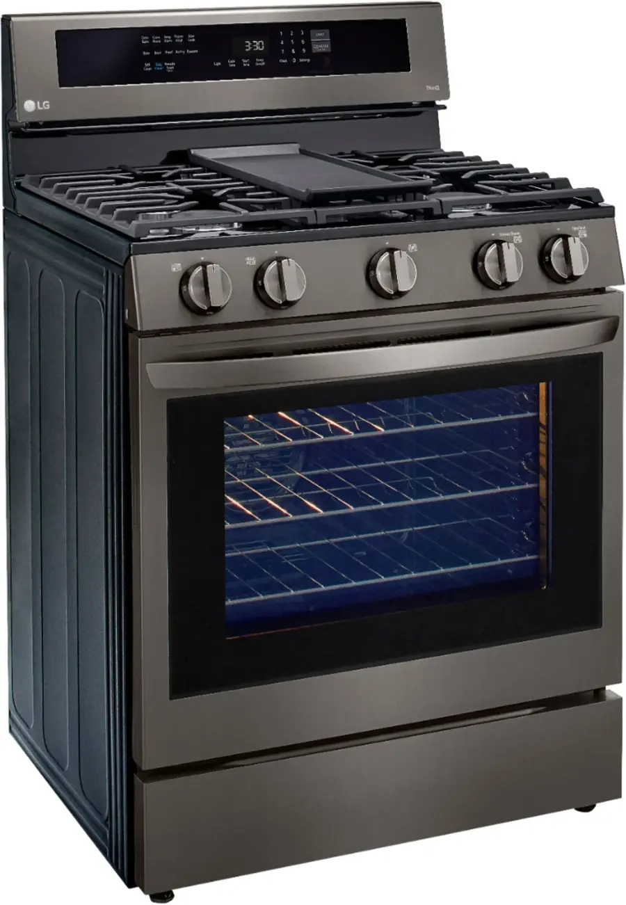 Alt View 26. LG - 5.8 Cu. Ft. Smart Freestanding Gas True Convection Range with EasyClean and InstaView - PrintProof Black Stainless Steel.