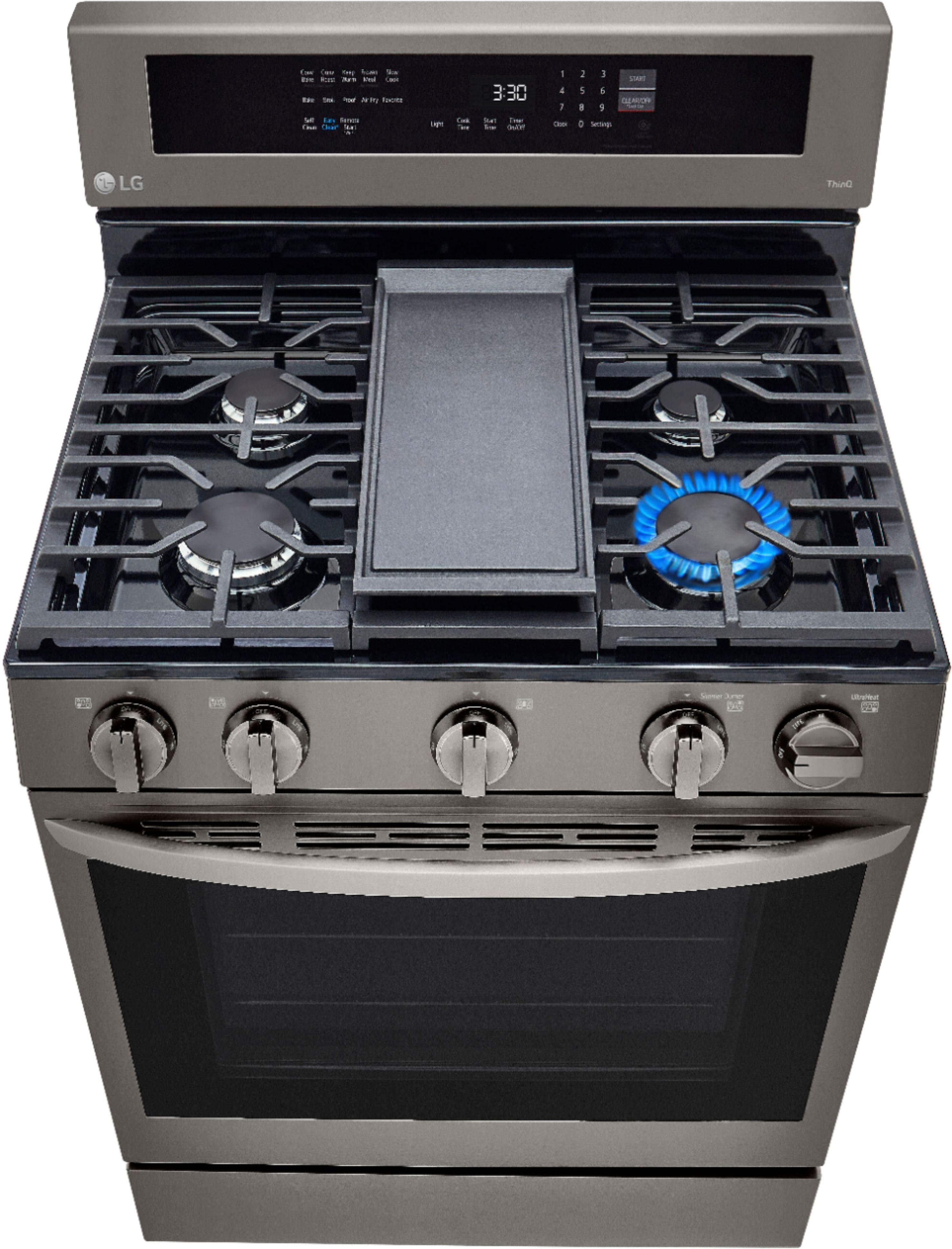 Alt View 30. LG - 5.8 Cu. Ft. Smart Freestanding Gas True Convection Range with EasyClean and InstaView - PrintProof Black Stainless Steel.