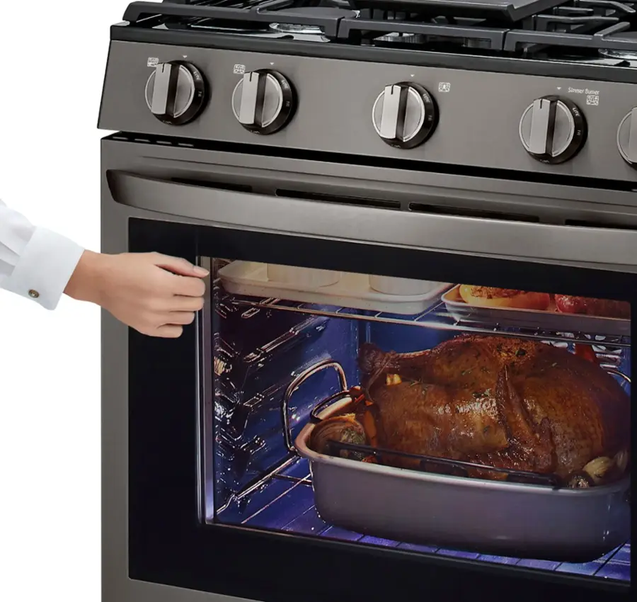 Alt View 40. LG - 5.8 Cu. Ft. Smart Freestanding Gas True Convection Range with EasyClean and InstaView - PrintProof Black Stainless Steel.
