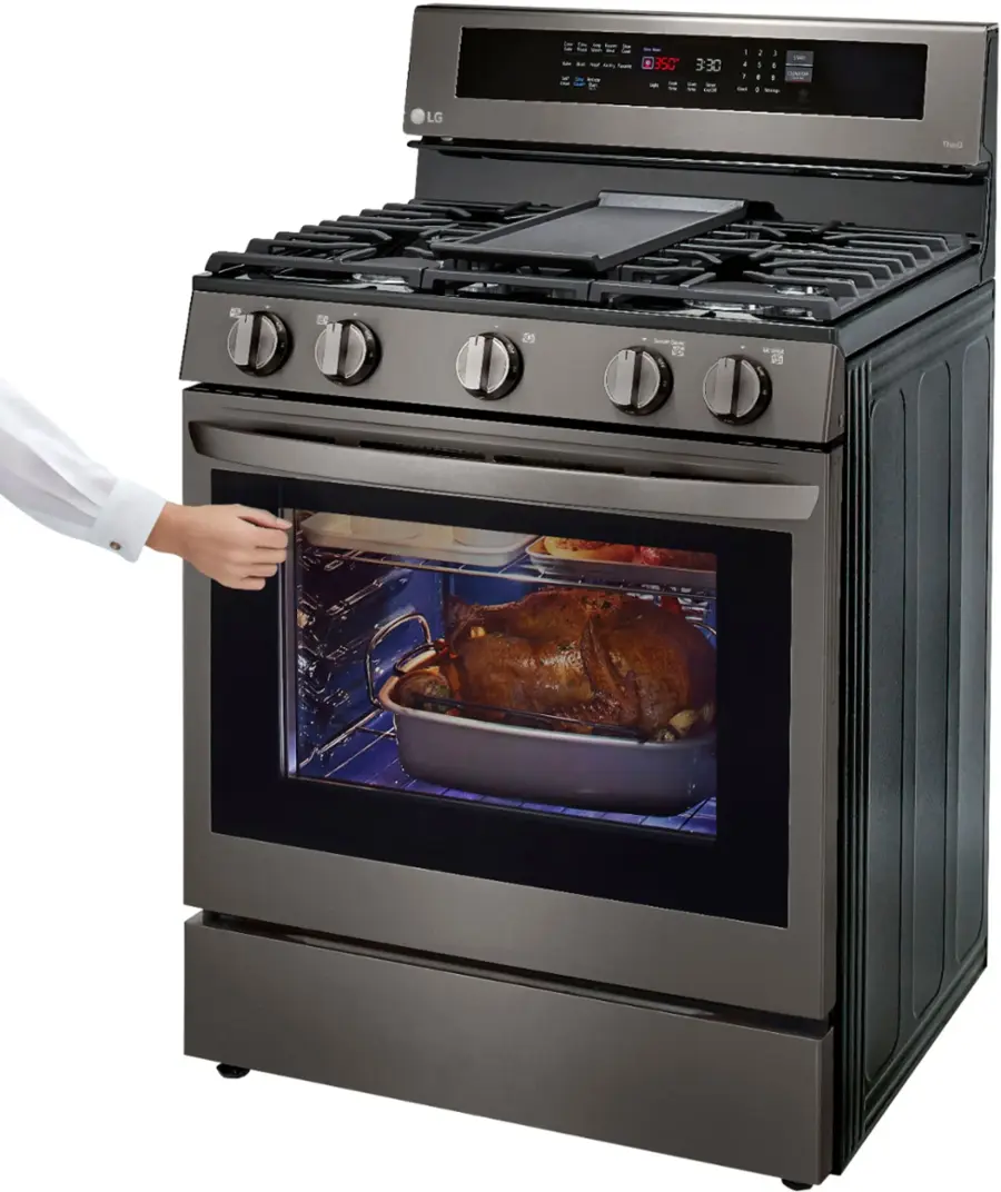 Alt View 39. LG - 5.8 Cu. Ft. Smart Freestanding Gas True Convection Range with EasyClean and InstaView - PrintProof Black Stainless Steel.