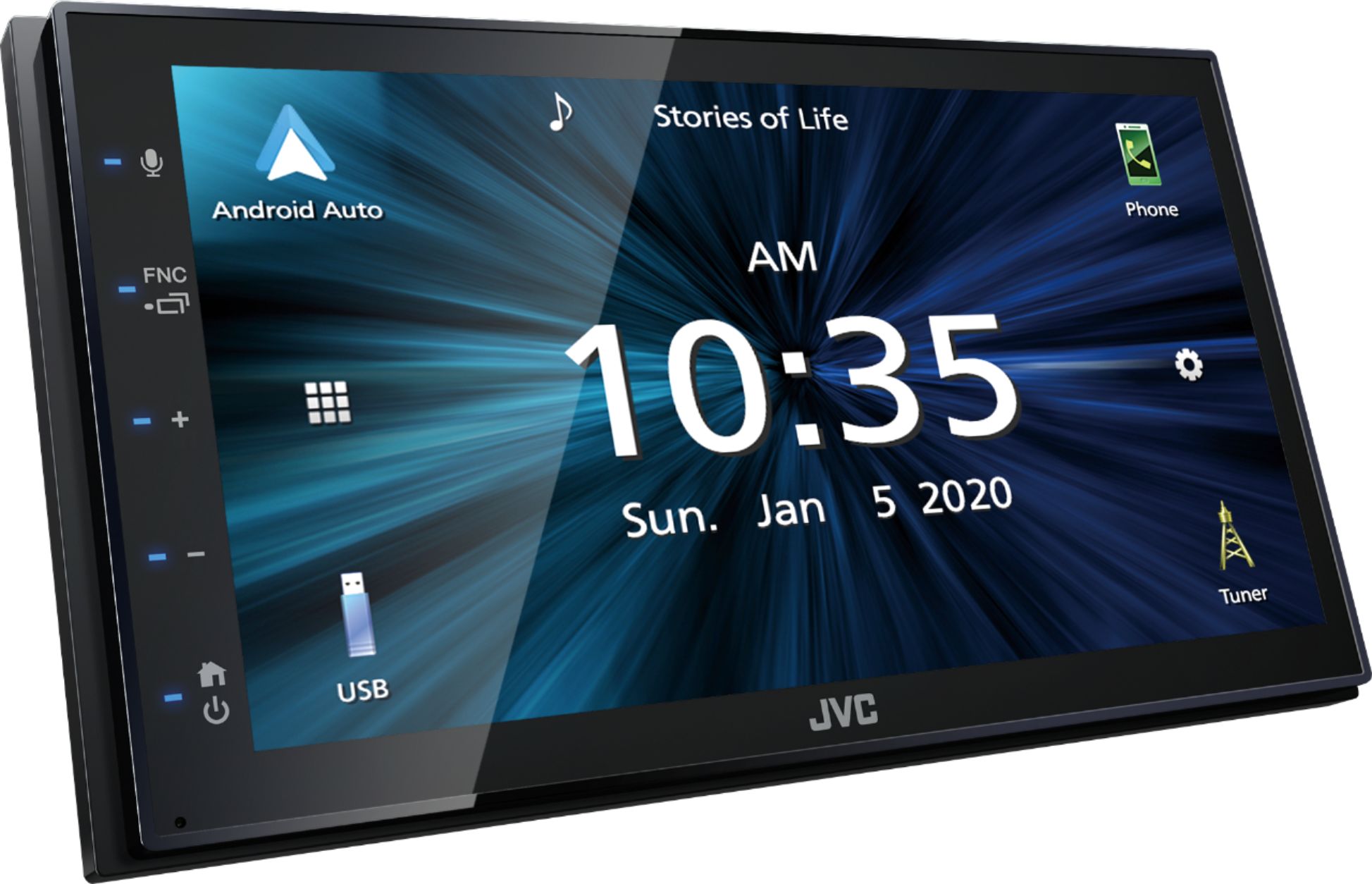 Angle View: JVC - 6.8" Android Auto and Apple CarPlay Bluetooth Digital Media (DM) Receiver with Rear Camer input and SiriusXM Ready - Black