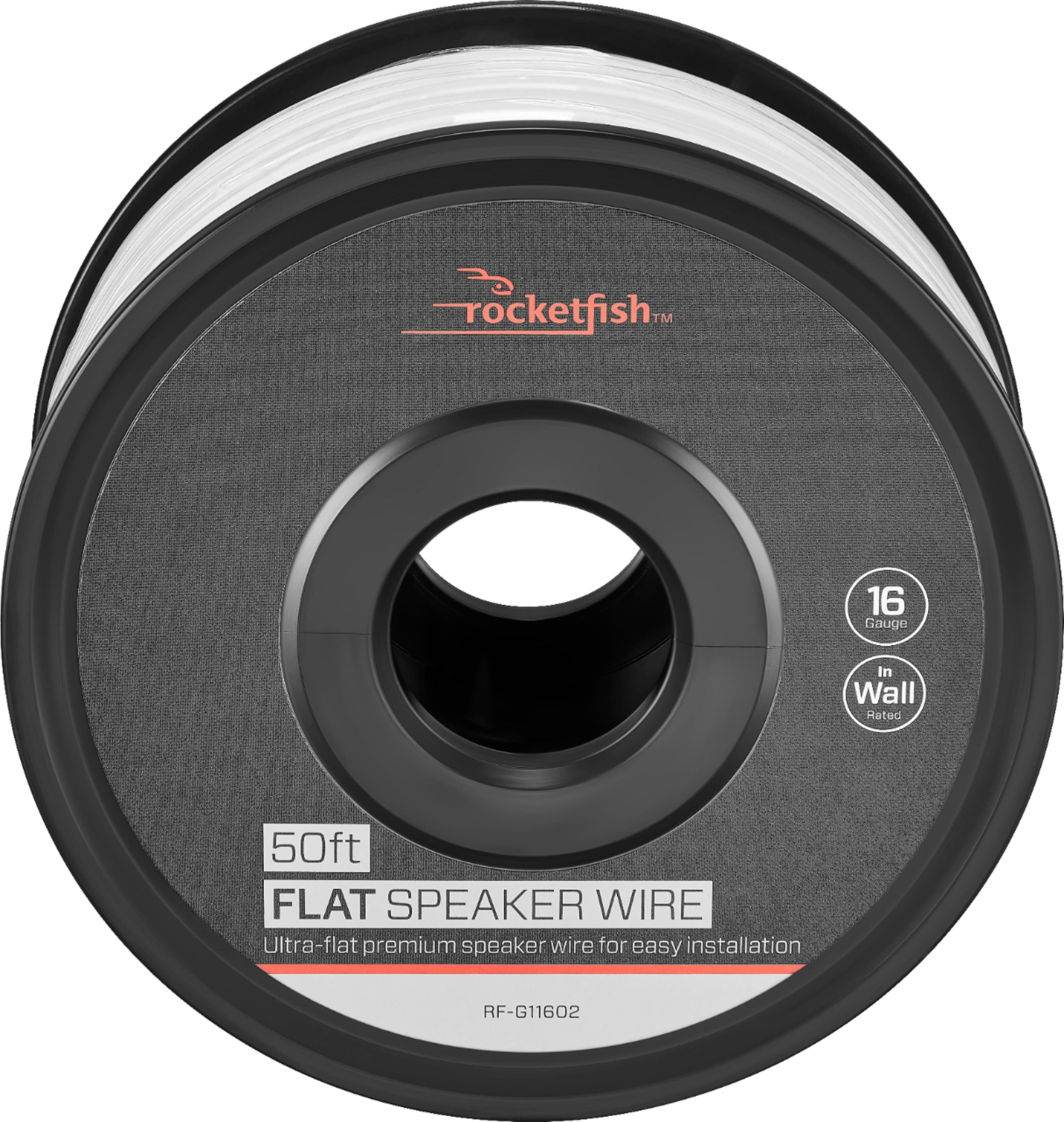 Rocketfish™ - Rocketfish - 50' Flat 16 Gauge CL2 In Wall Speaker Wire - White - Front_Zoom