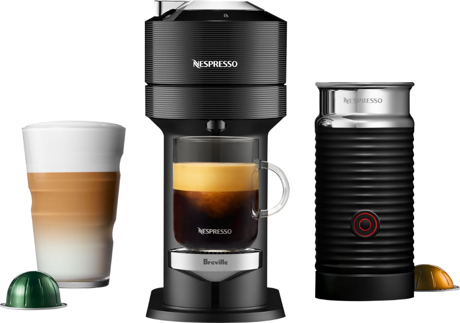  Nespresso - Vertuo Next Premium Classic Black by Breville with Aeroccino3 - Classic Black.