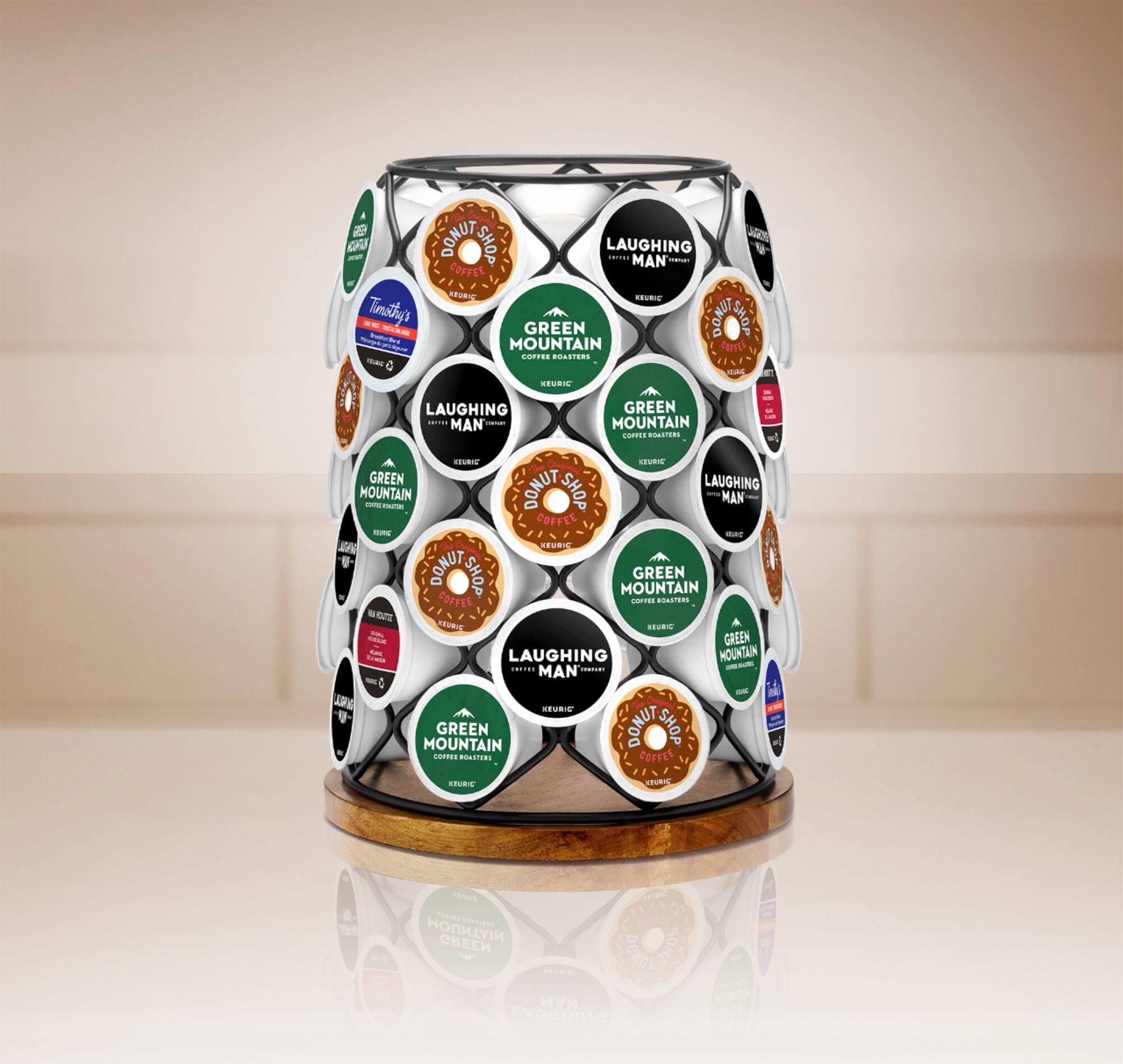 Alt View 12. Keurig - Wood & Wire 49 K-Cup Single-Serve Coffee Pods Rotating Carousel - Black/Tan.