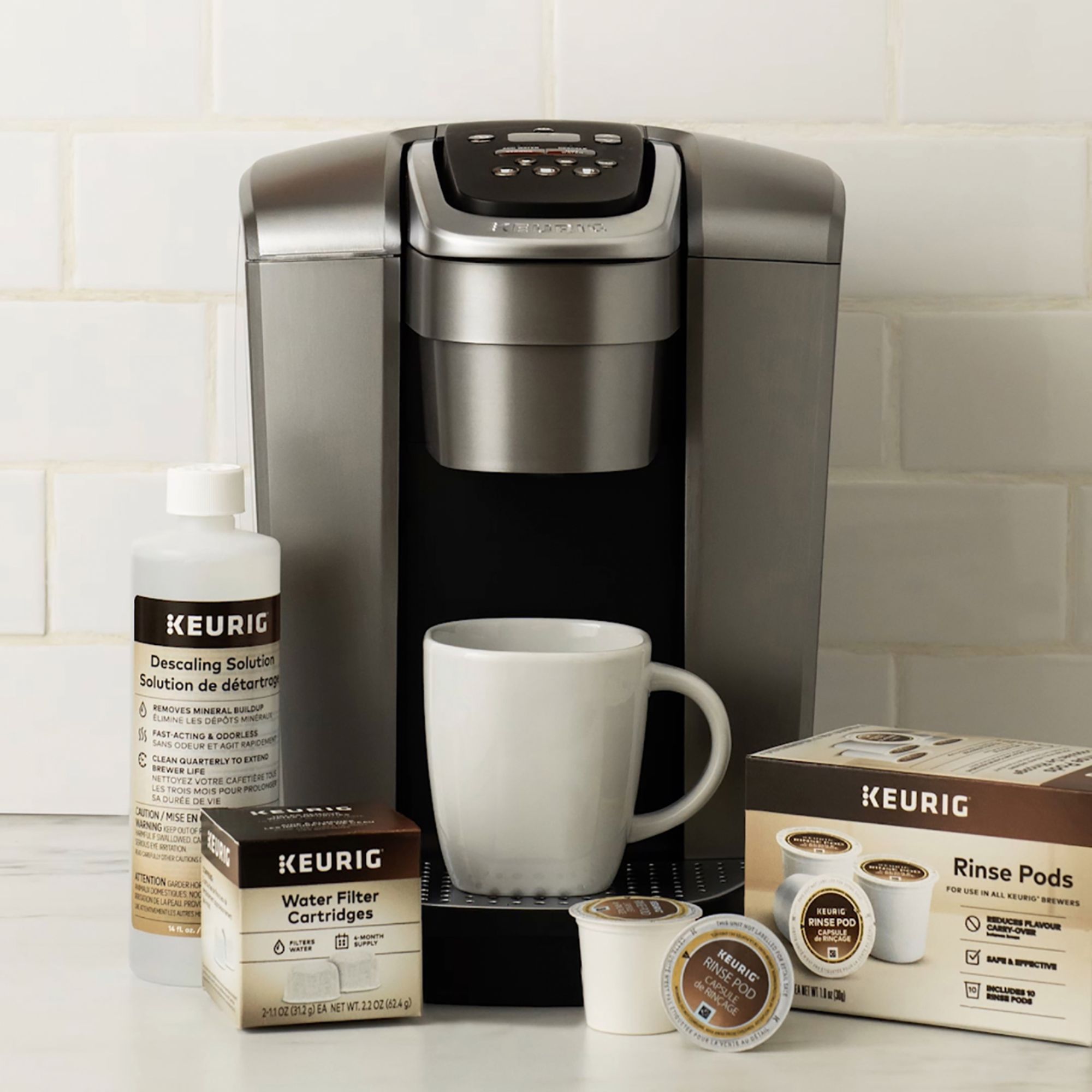  Keurig K-Café SMART Single Serve Coffee Maker, Black & 3-Month  Brewer Maintenance Kit Includes Descaling Solution, Water Filter Cartridges  & Rinse Pods, 7 Count: Home & Kitchen