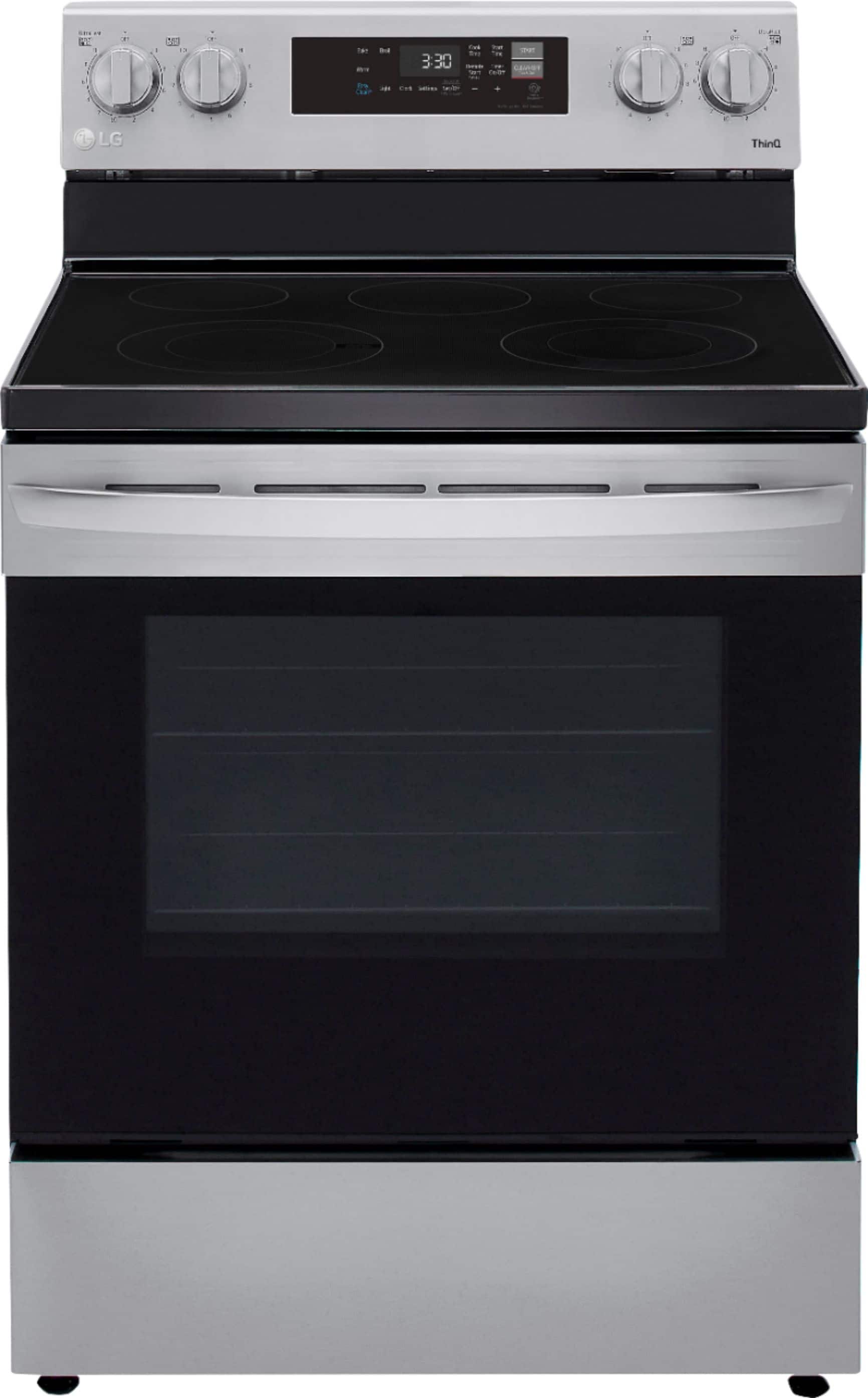 Front. LG - 6.3 Cu. Ft. Smart Freestanding Electric Range with EasyClean and WideView Window - Stainless Steel.