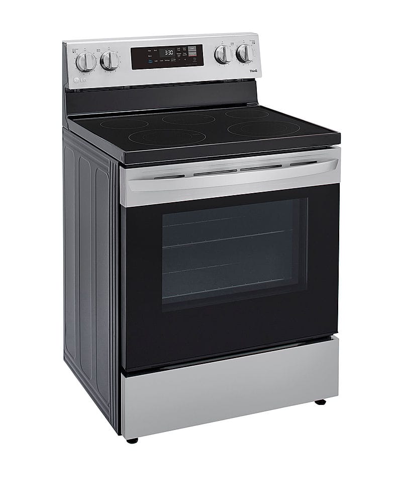 Left. LG - 6.3 Cu. Ft. Smart Freestanding Electric Range with EasyClean and WideView Window - Stainless Steel.
