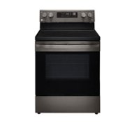 LG - 6.3 Cu. Ft. Smart Freestanding Electric Convection Range with Easy Clean, Air Fry and WideView Window - Black stainless steel - Front_Zoom