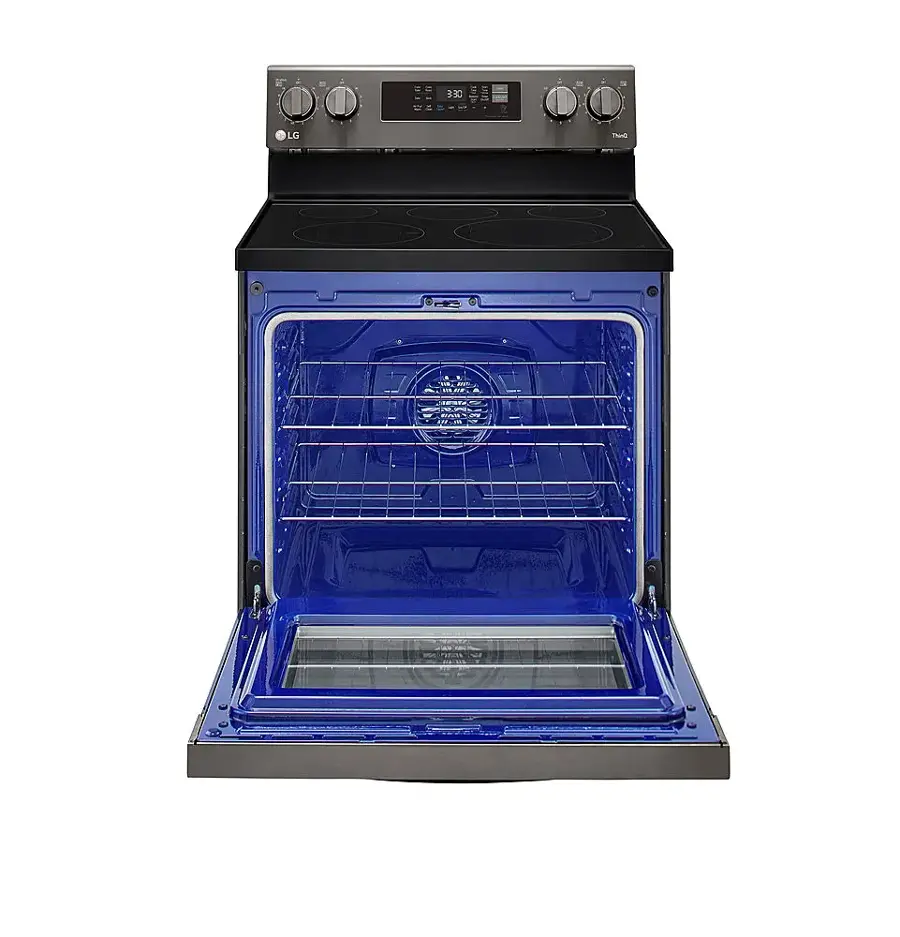 Alt View 12. LG - 6.3 Cu. Ft. Smart Freestanding Electric Convection Range with Easy Clean, Air Fry and WideView Window - Black Stainless Steel.