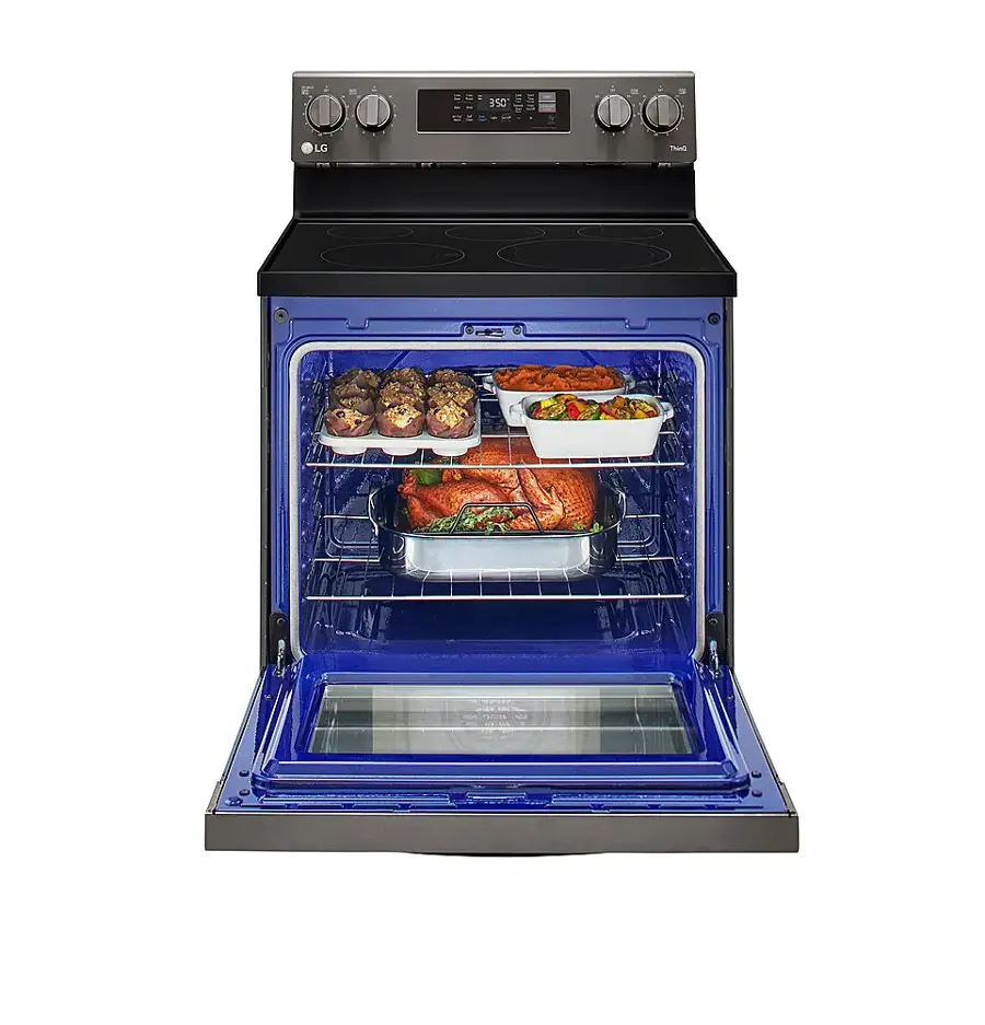 Alt View 14. LG - 6.3 Cu. Ft. Smart Freestanding Electric Convection Range with Easy Clean, Air Fry and WideView Window - Black Stainless Steel.
