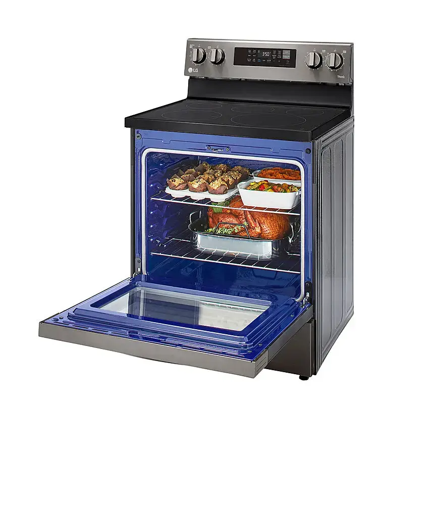 Alt View 22. LG - 6.3 Cu. Ft. Smart Freestanding Electric Convection Range with Easy Clean, Air Fry and WideView Window - Black Stainless Steel.