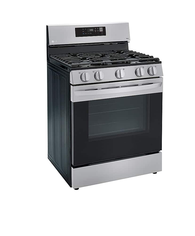 Left. LG - 5.8 Cu. Ft. Freestanding Gas Range with EasyClean and WideView Window - Stainless Steel.
