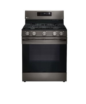LG - 5.8 Cu. Ft. Smart Freestanding Gas True Convection Range with EasyClean, WideView Window and AirFry - Black stainless steel