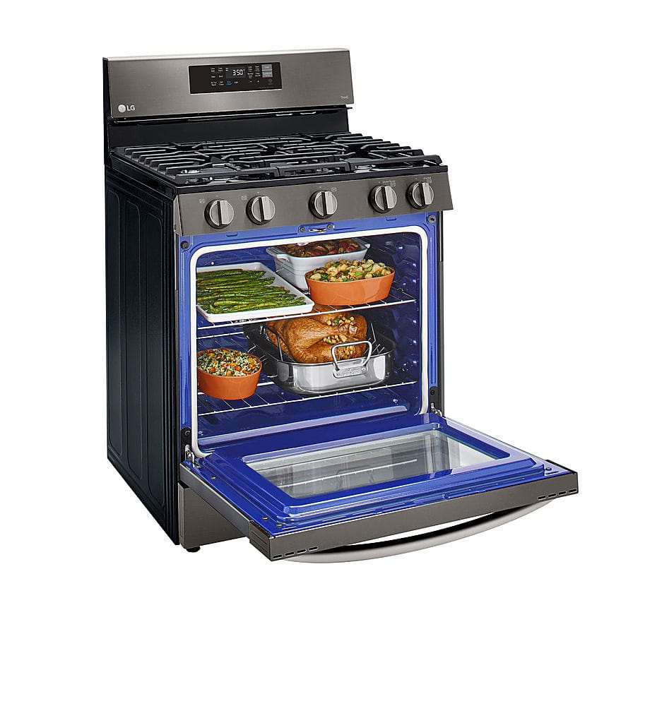 Alt View 20. LG - 5.8 Cu. Ft. Smart Freestanding Gas True Convection Range with EasyClean and AirFry - PrintProof Black Stainless Steel.