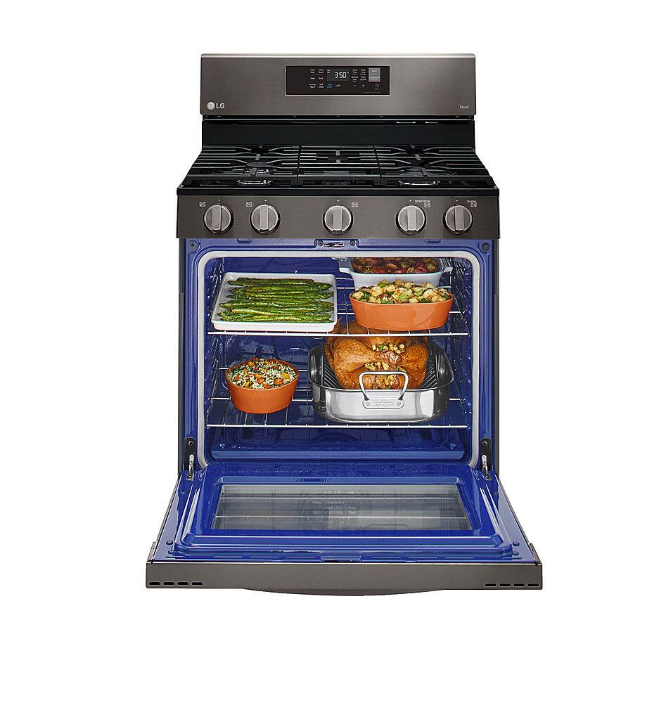 Alt View 23. LG - 5.8 Cu. Ft. Smart Freestanding Gas True Convection Range with EasyClean and AirFry - PrintProof Black Stainless Steel.