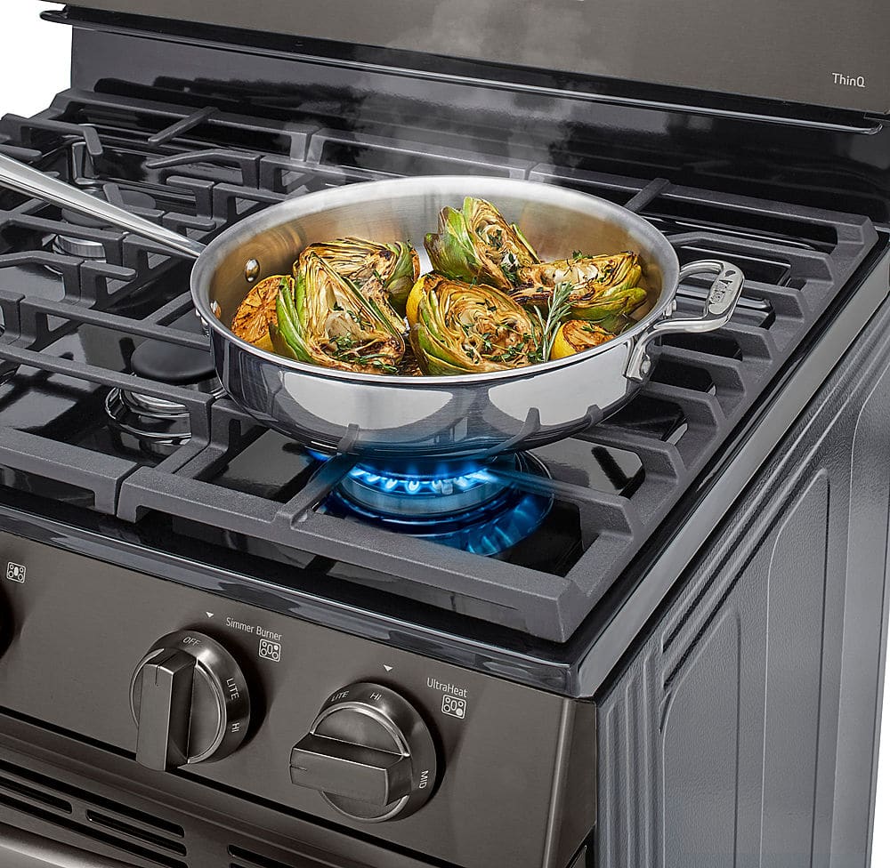 Alt View 27. LG - 5.8 Cu. Ft. Smart Freestanding Gas True Convection Range with EasyClean and AirFry - PrintProof Black Stainless Steel.