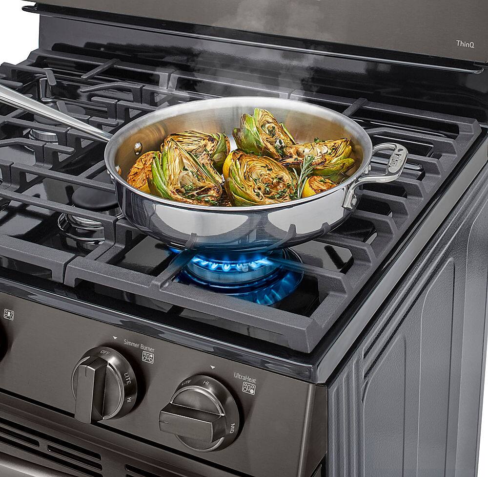 Alt View 27. LG - 5.8 Cu. Ft. Smart Freestanding Gas True Convection Range with EasyClean and AirFry - PrintProof Black Stainless Steel.