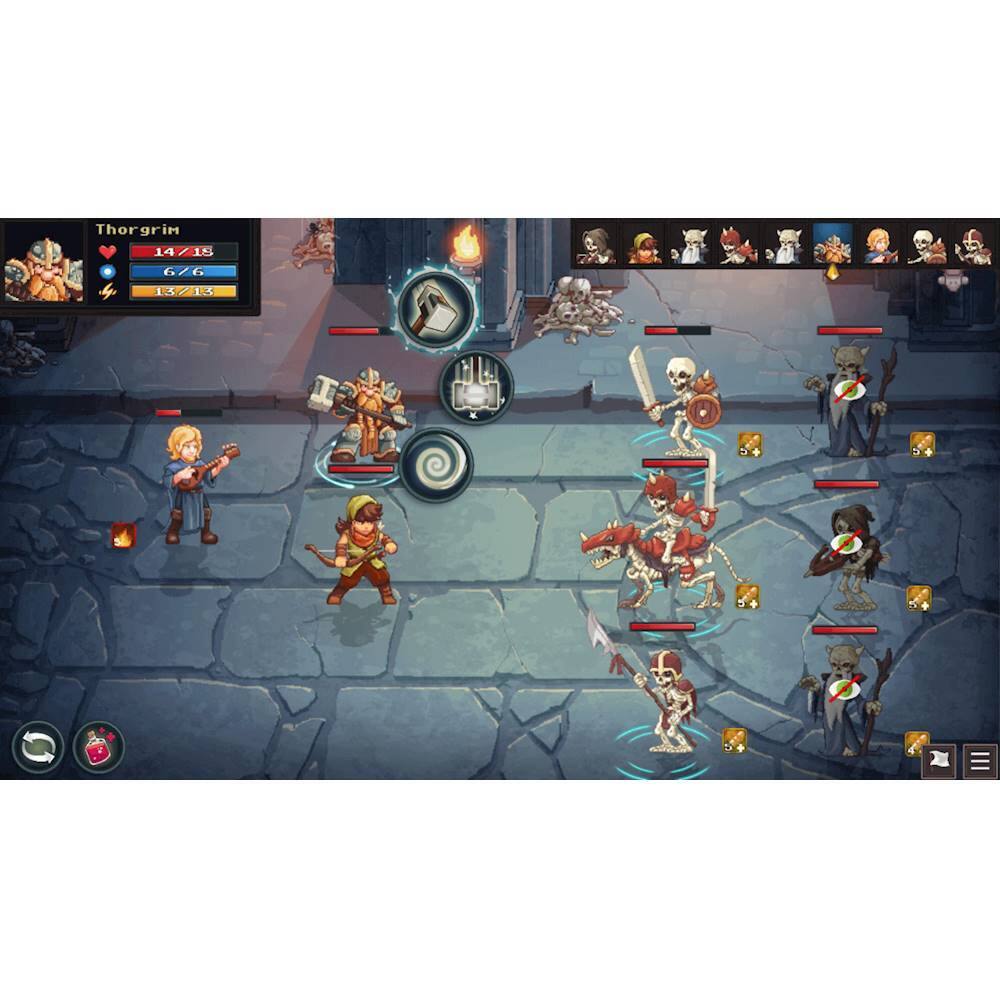 The image shows a group of people in a game, with Thorgrim being the largest character. There are a total of 14 people in the scene, and they are all engaged in the game. The game appears to be a strategy or RPG game, with Thorgrim being a central figure. The game is set in a stone-paved area, and the characters are positioned across the screen, with some closer to the foreground and others further in the background.