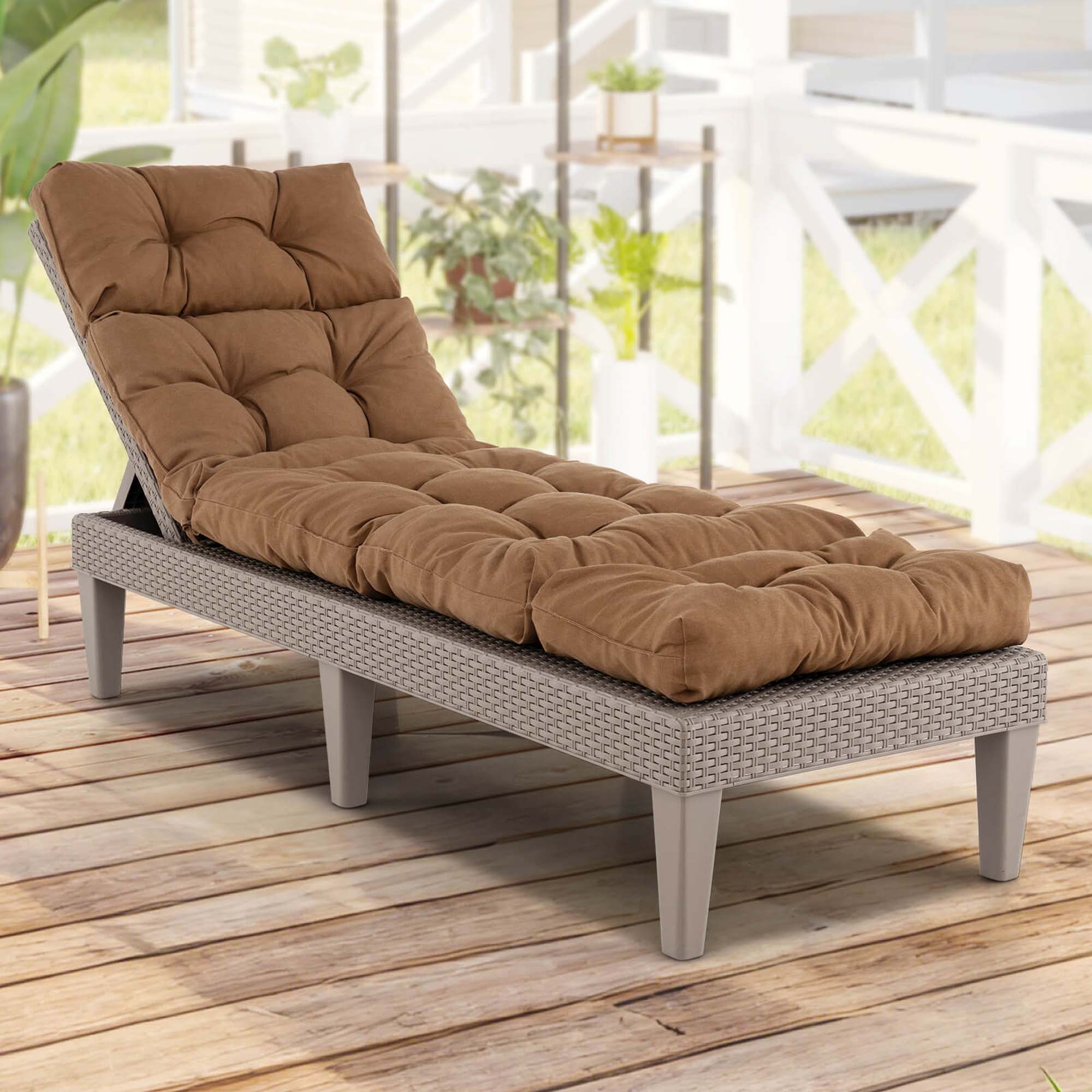 Alt View 1. Costway - Costway 73" Lounge Chaise Cushion Padded Recliner Cushion Indoor Outdoor - Brown.